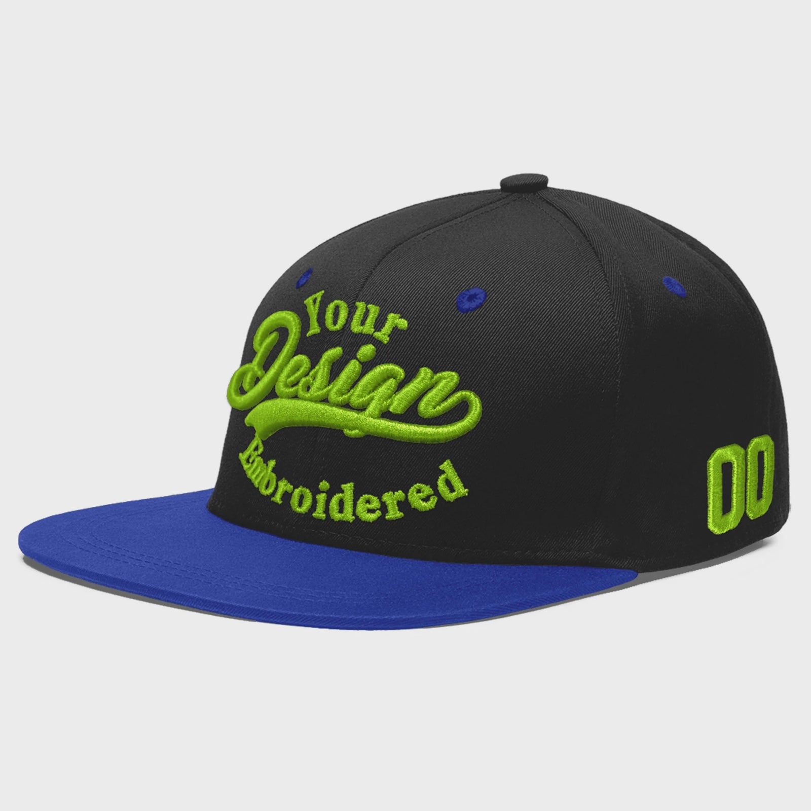 Custom Black Royal Blue 3D Puff Embroidery Flat Embroidery Casual Sport Baseball Cap