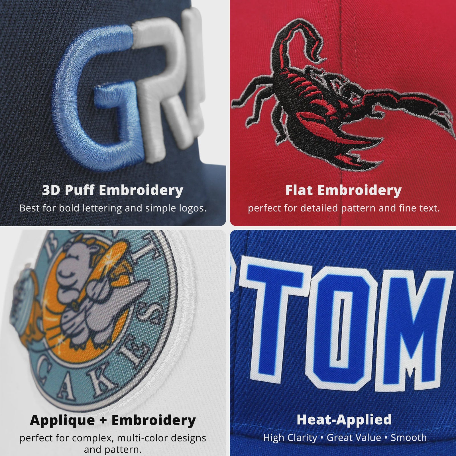 Custom Black Red 3D Puff Embroidery Flat Embroidery Casual Sport Baseball Cap