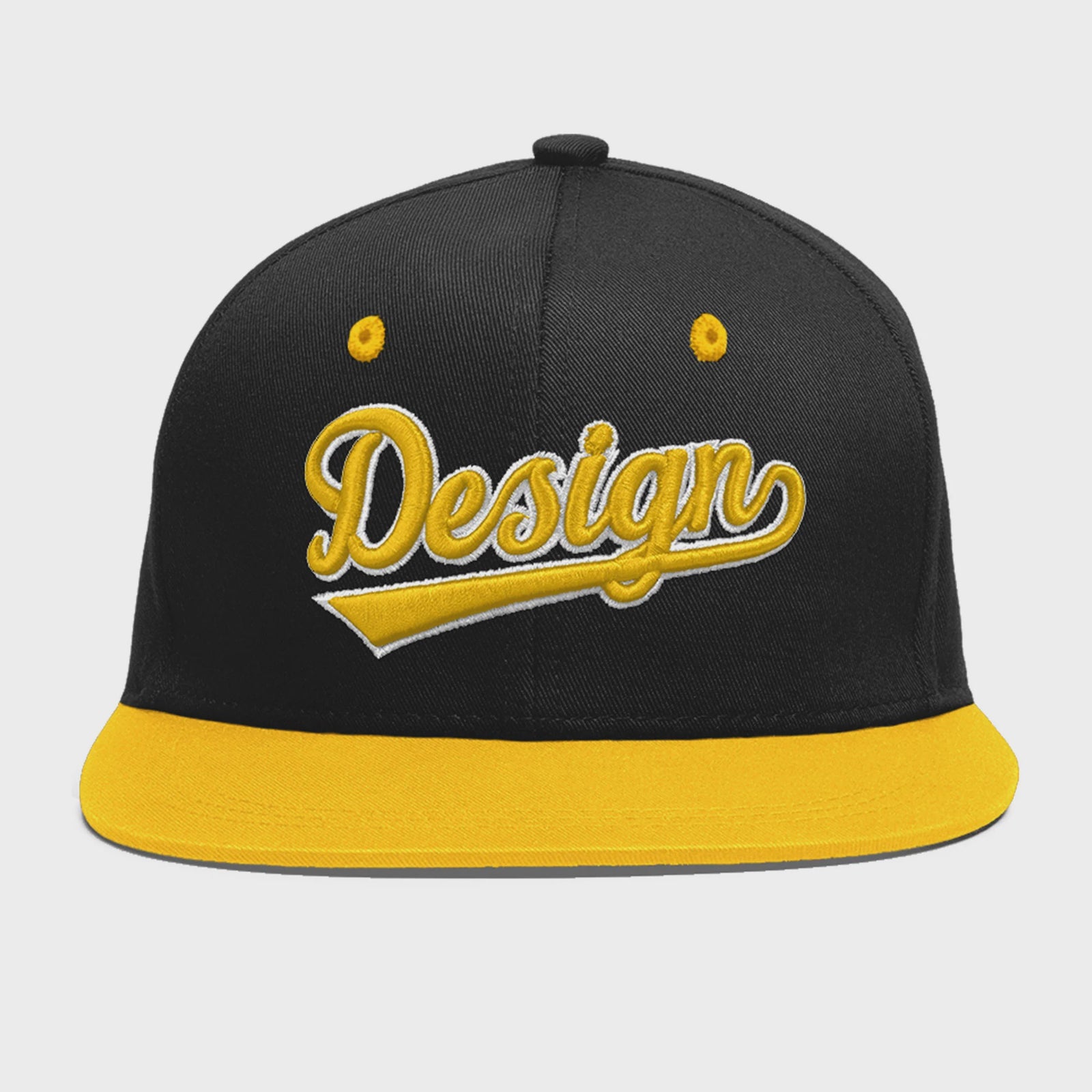 Custom Black Gold 3D Puff Embroidery Flat Embroidery Casual Sport Baseball Cap