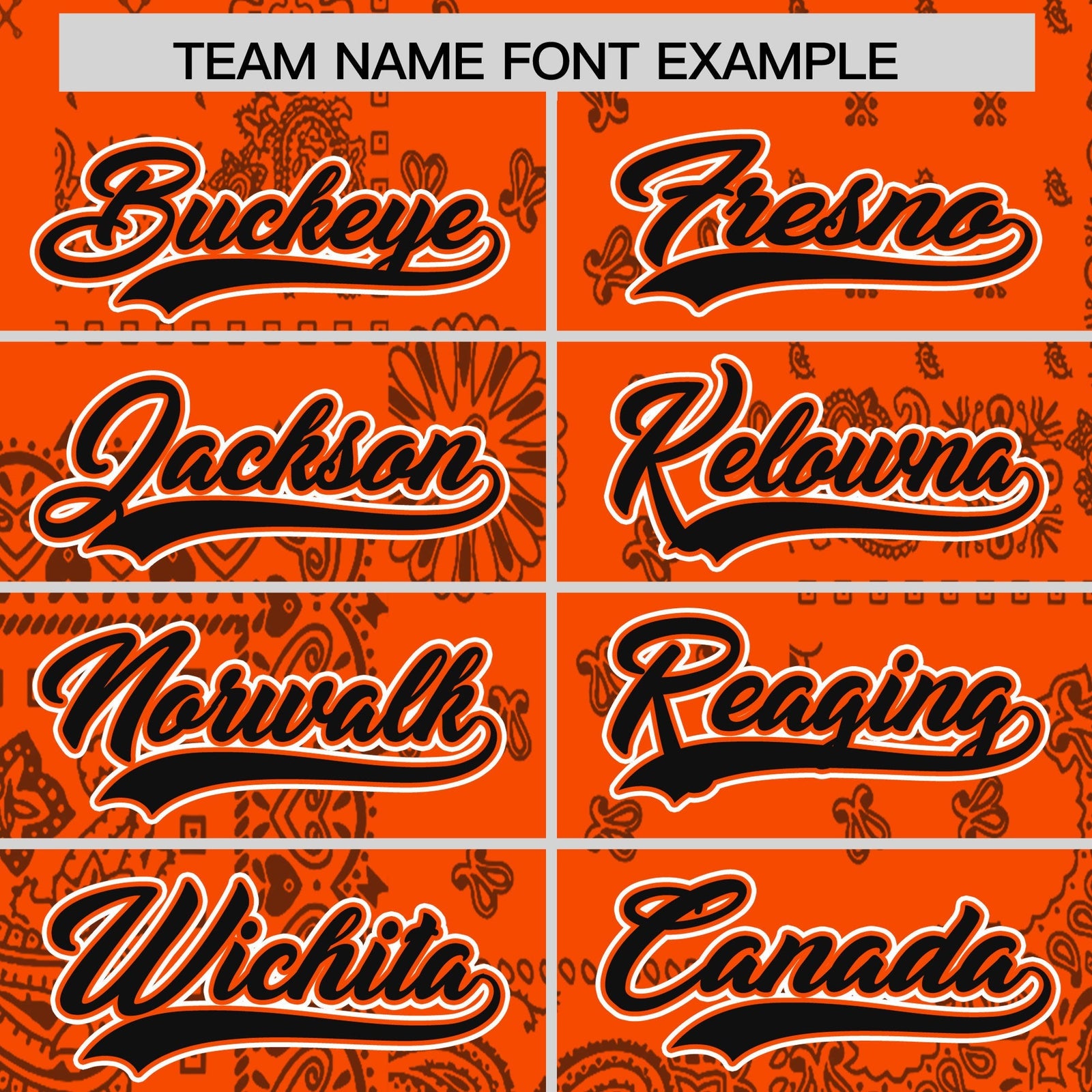 Custom Orange Black White Cashew Flower Graffiti Pattern V-Neck Hockey Jersey