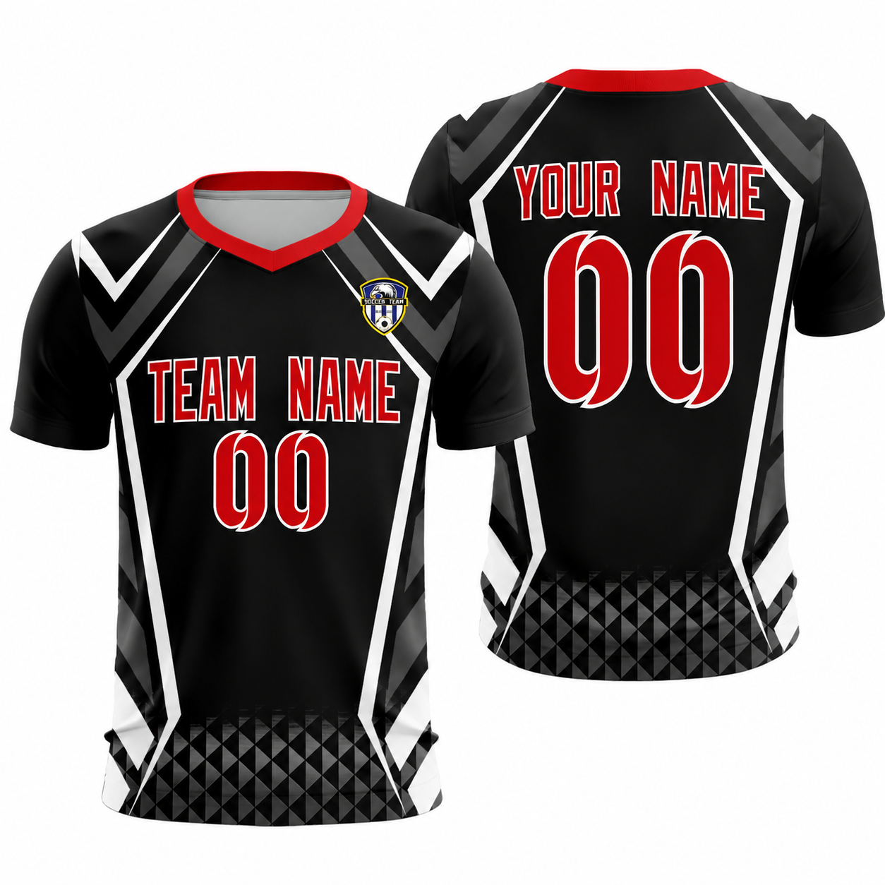 Custom Black Abstract Breathable Soccer Tops/Sets Jersey
