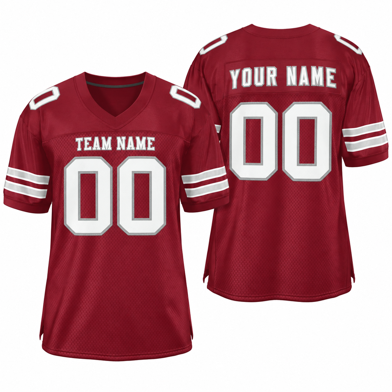 Custom Burgundy White-Gray Classic Style Athletic Football Jersey