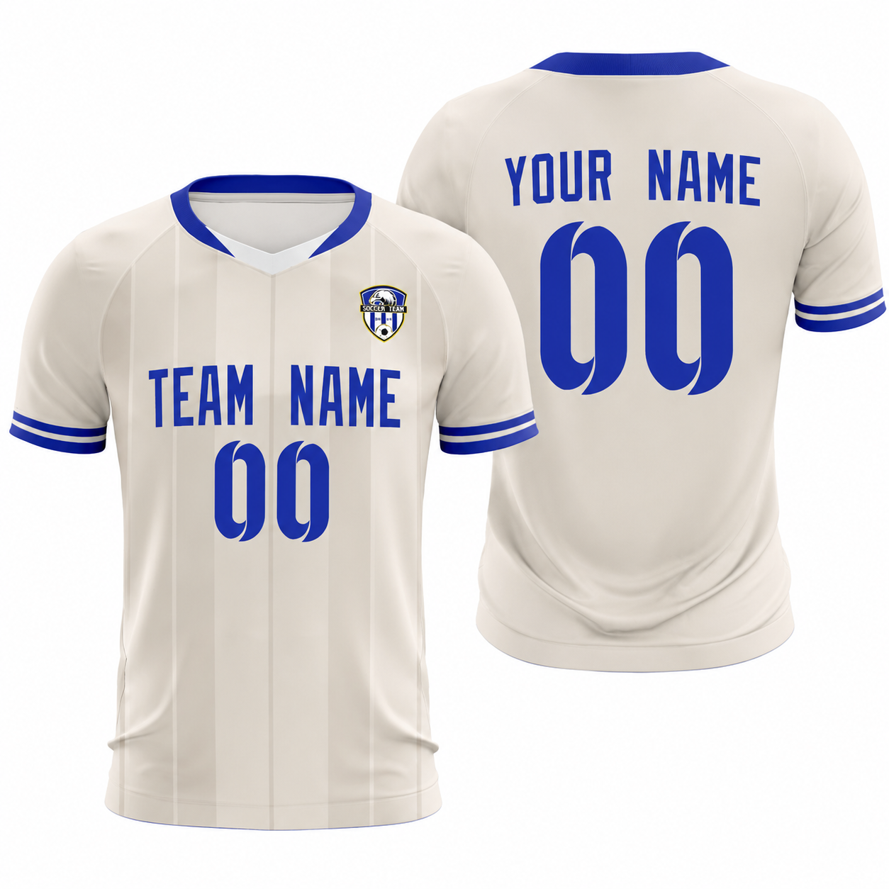 Custom Cream Classic Striped Personalized Soccer Tops/Sets Jersey