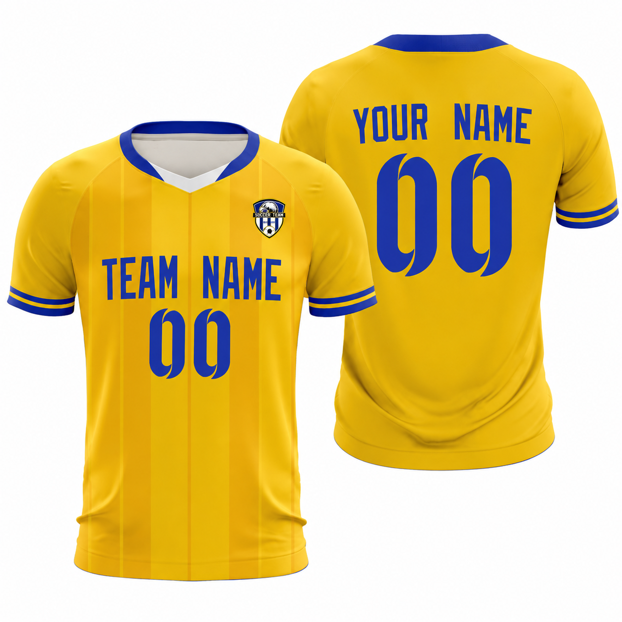 Custom Gold Classic Striped Personalized Soccer Tops/Sets Jersey