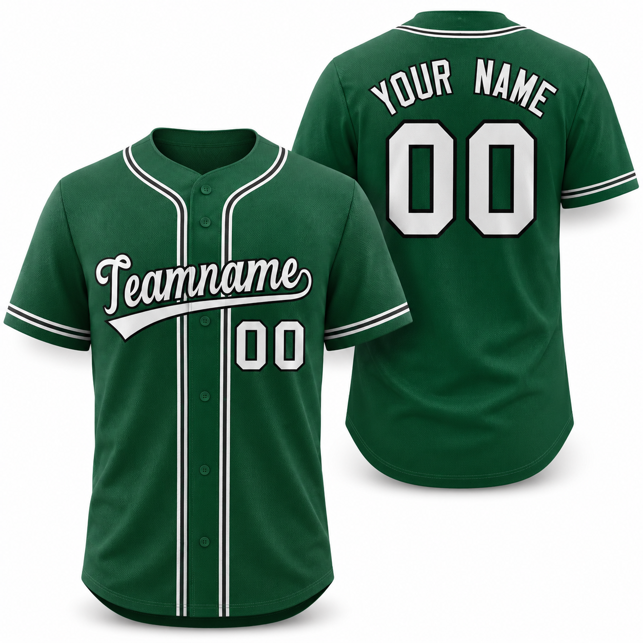 Custom Green White-Black Classic Style Athletic Baseball Jersey