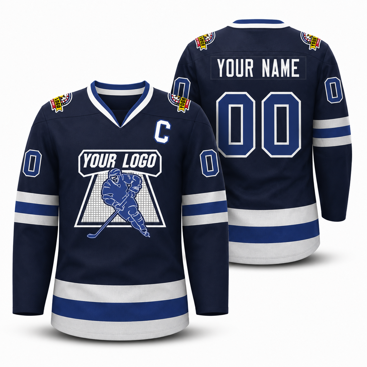 Custom Navy Royal-White Classic Style Hockey Jersey