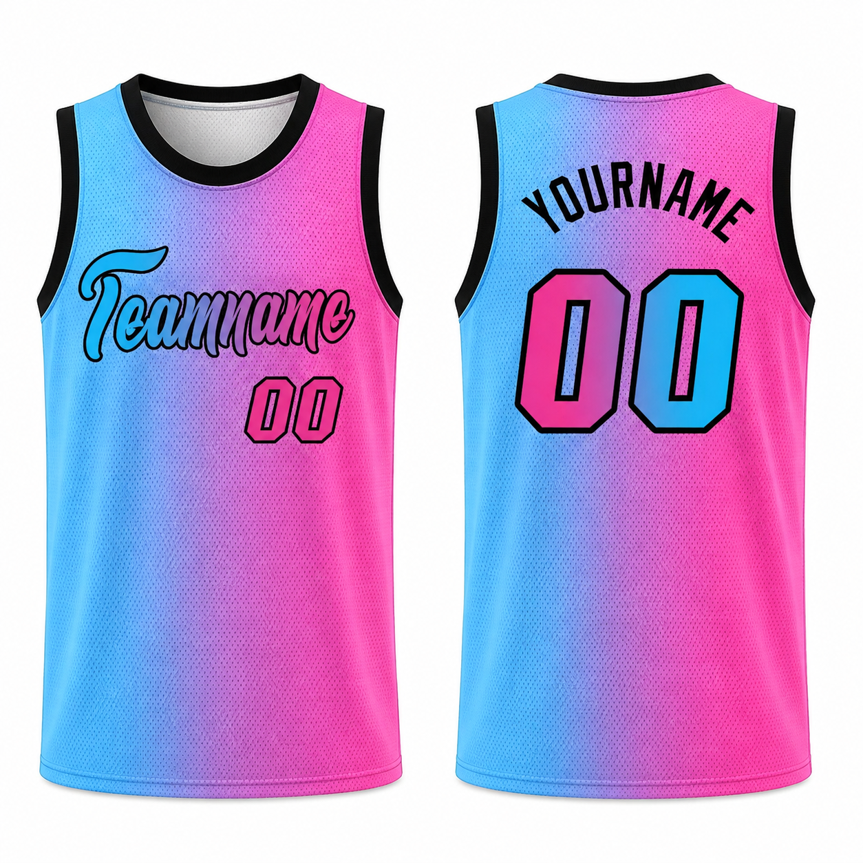 Custom Pink Black-Light Blue Gradient Fashion Tops Basketball Jersey