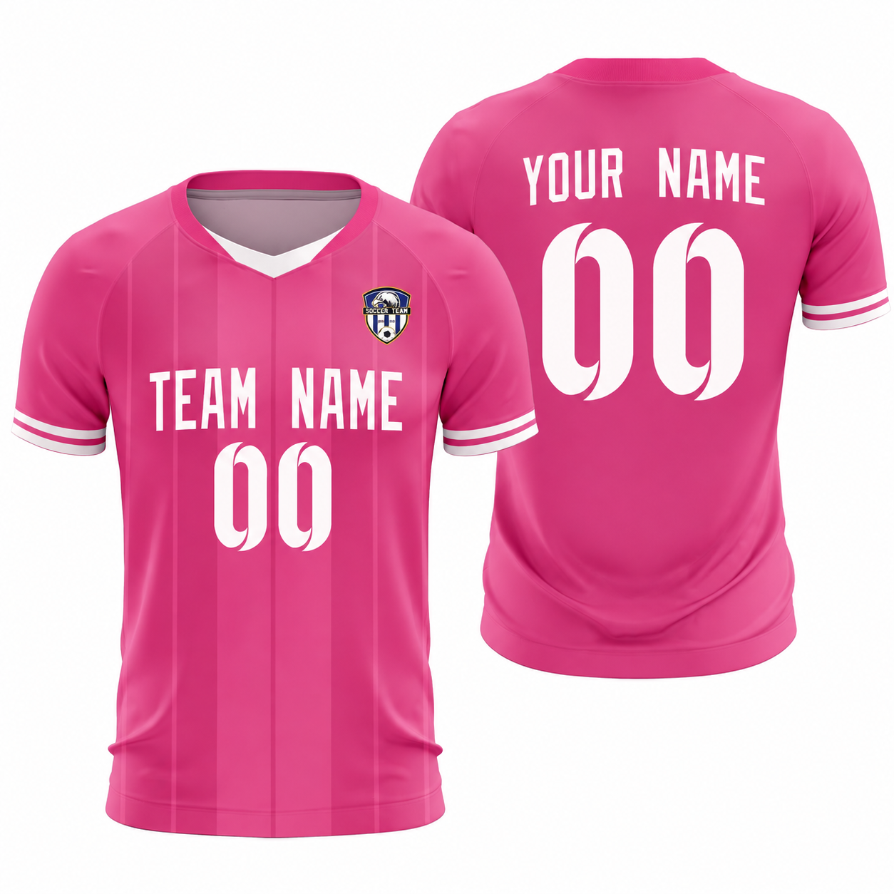 Custom Pink Classic Striped Personalized Soccer Tops/Sets Jersey