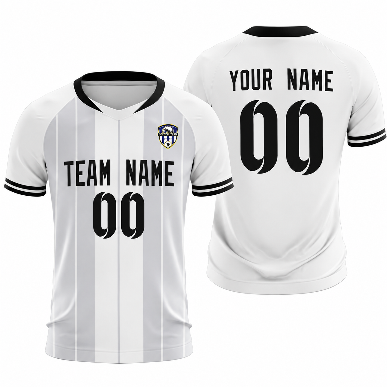 Custom White Classic Striped Personalized Soccer Tops/Sets Jersey