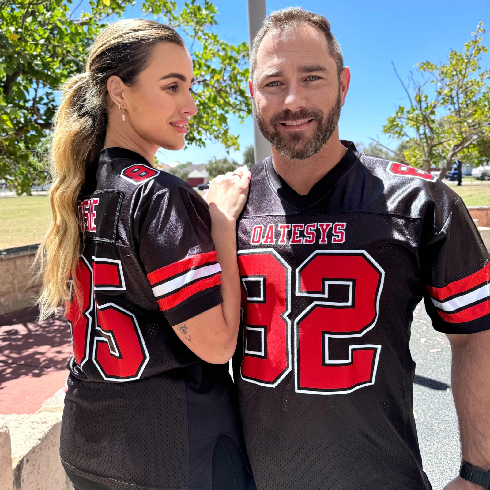 Custom Red White-Gold Classic Style Mesh Authentic Football Jersey