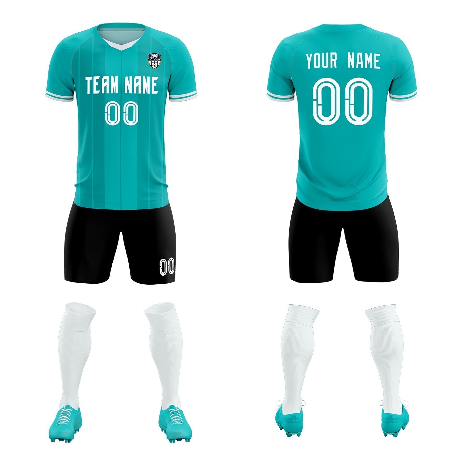 Custom Green Classic Striped Personalized Soccer Tops/Sets Jersey