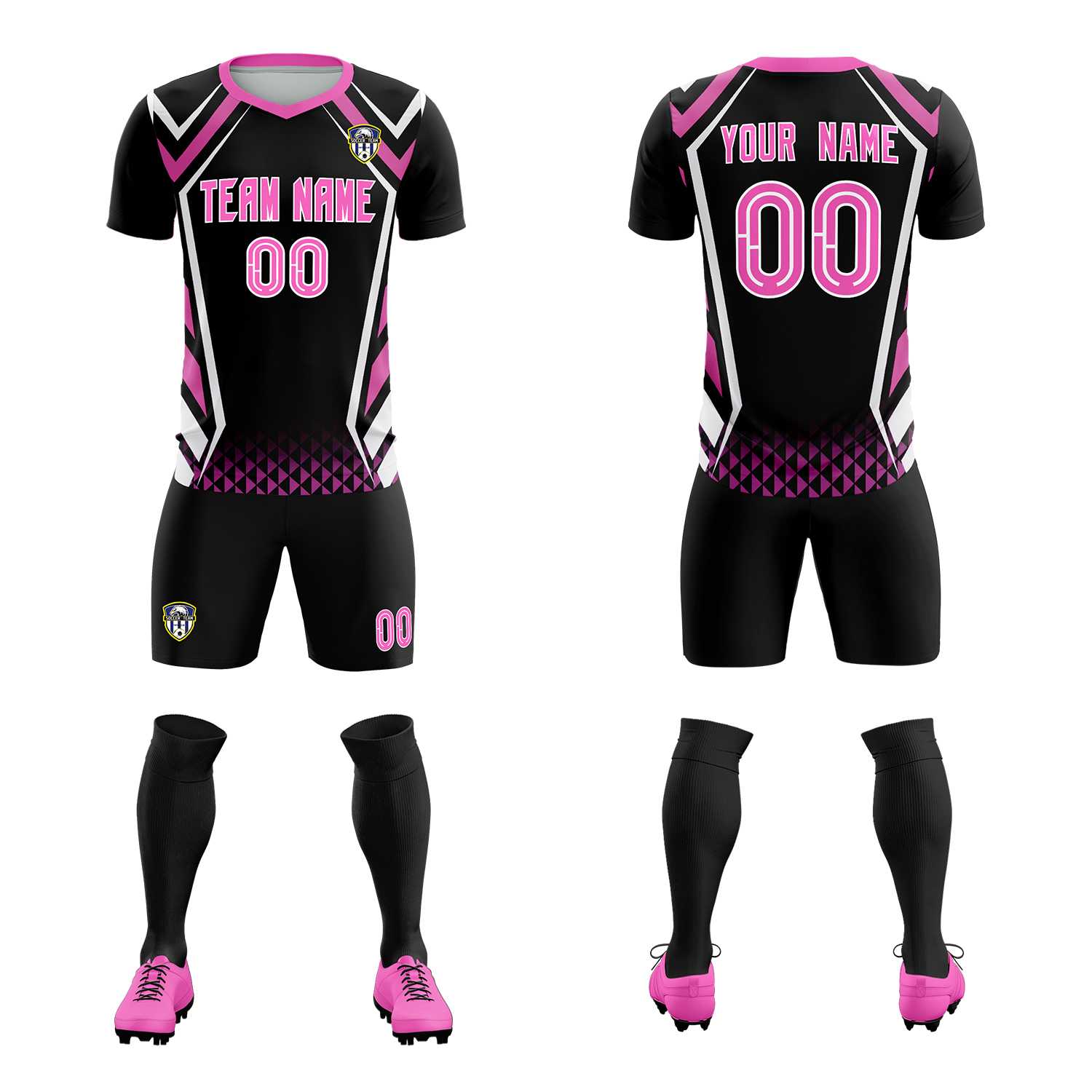 Custom Black Abstract Breathable Soccer Tops/Sets Jersey