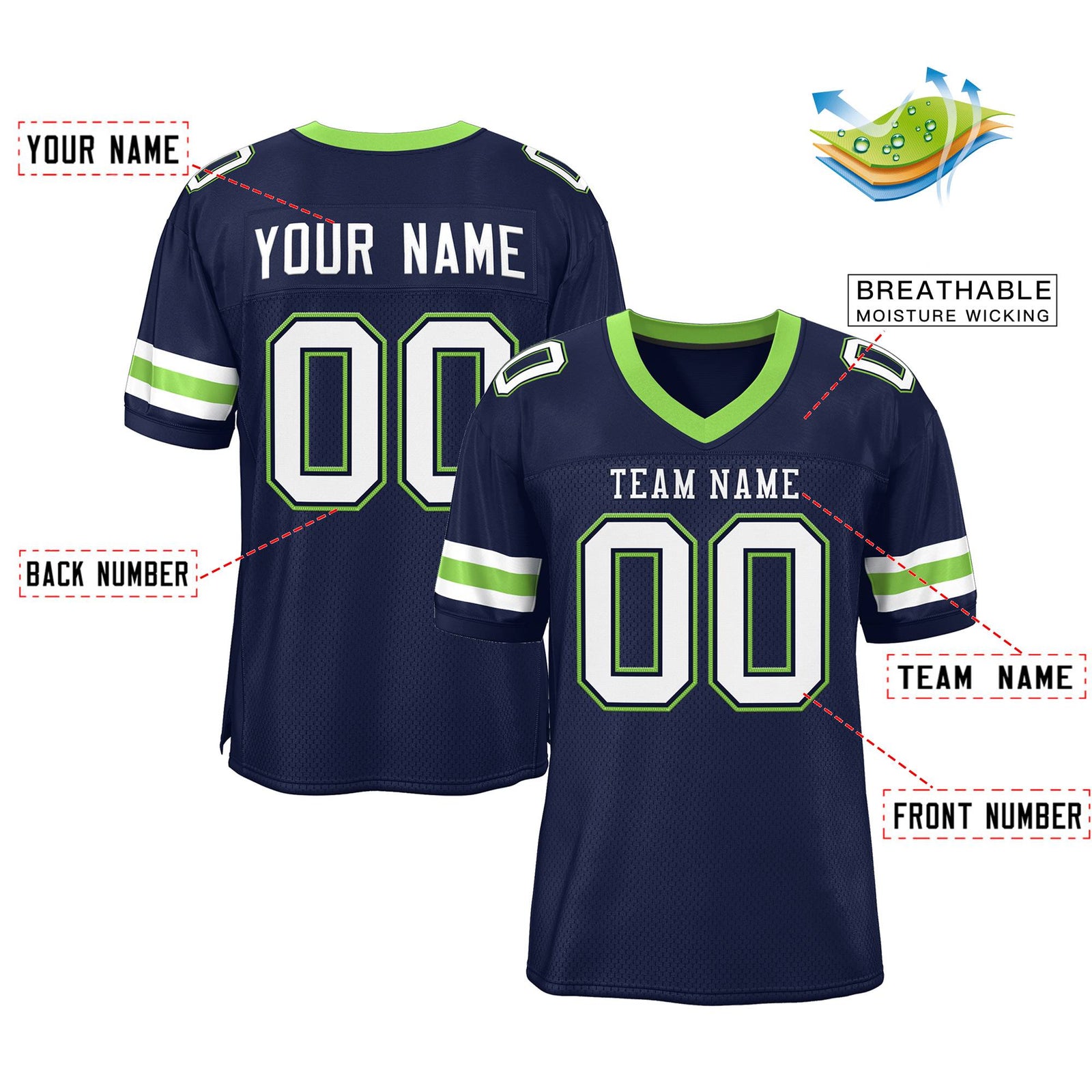 Custom Your Own Football Jersey with Personalized Name and Team Number
