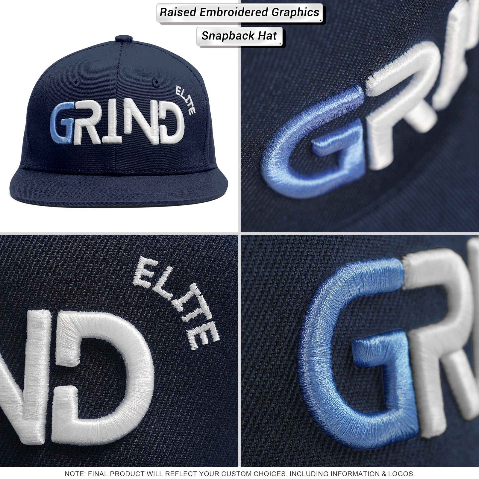 Custom Black 3D Puff Embroidery Flat Embroidery Casual Sport Baseball Cap