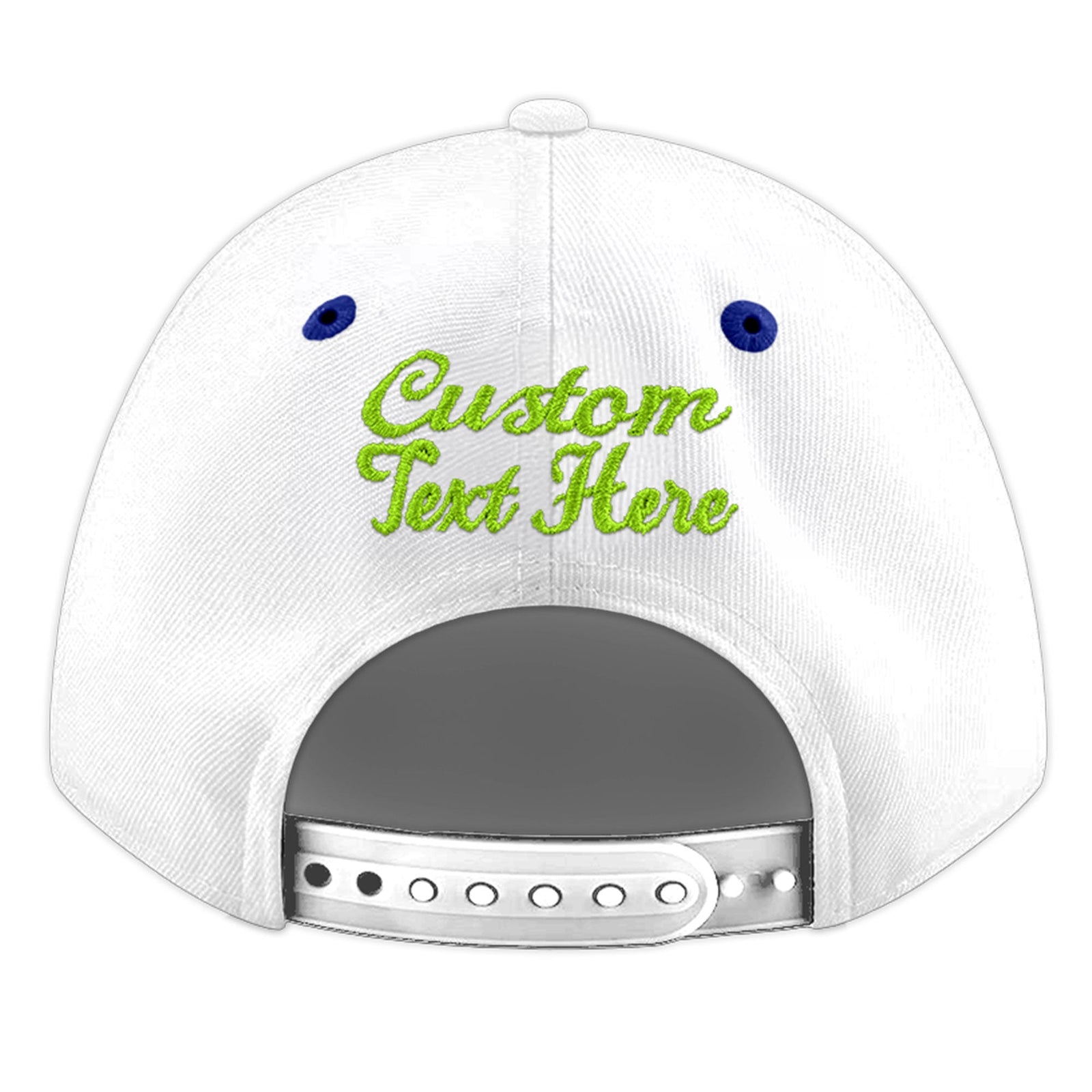Custom White Royal Blue 3D Puff Embroidery Flat Embroidery Casual Sport Baseball Cap