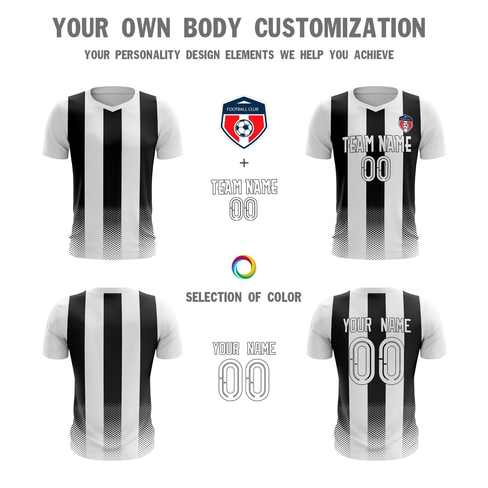 Custom White Black Sport Soccer Tops Jersey