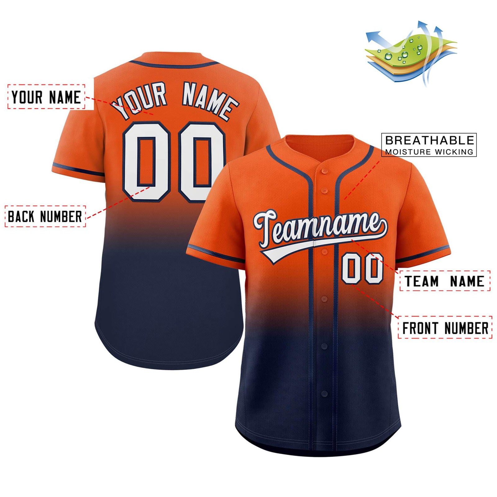 Custom Gradient Stitched Full Button Down Team Sport Uniforms Personalized Baseball Jersey