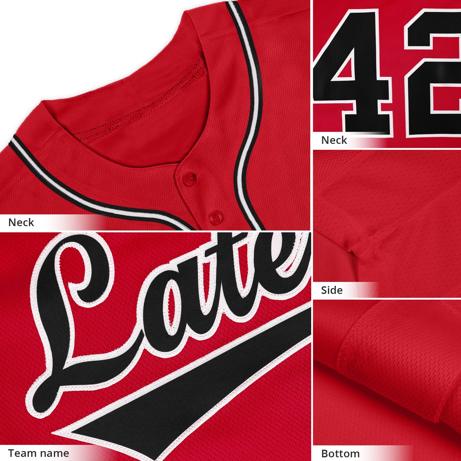 Custom Red Black-White Solider Classic Style Authentic Baseball Jersey