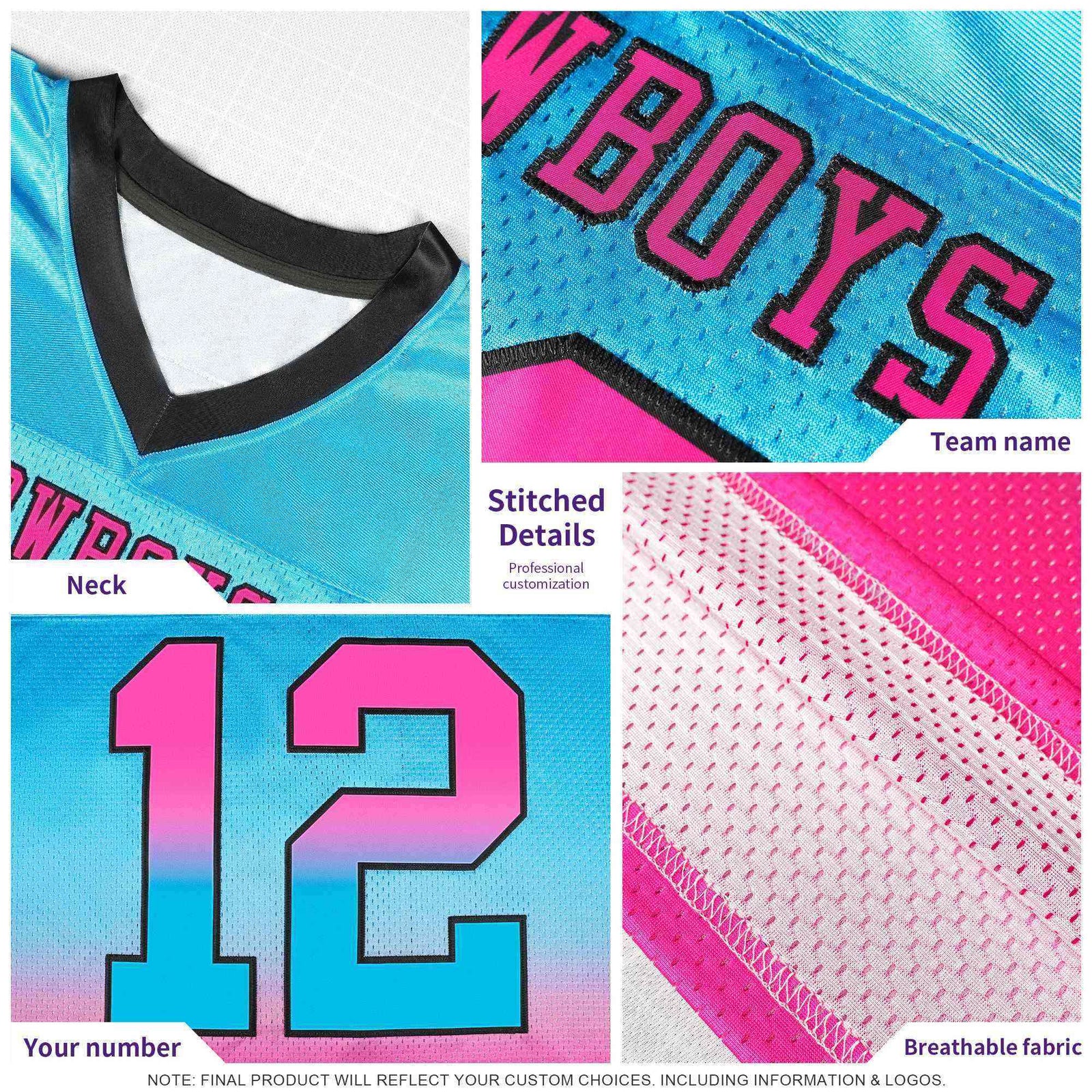 Custom Black Red Gradient Fashion Outdoor Flag Football Jersey