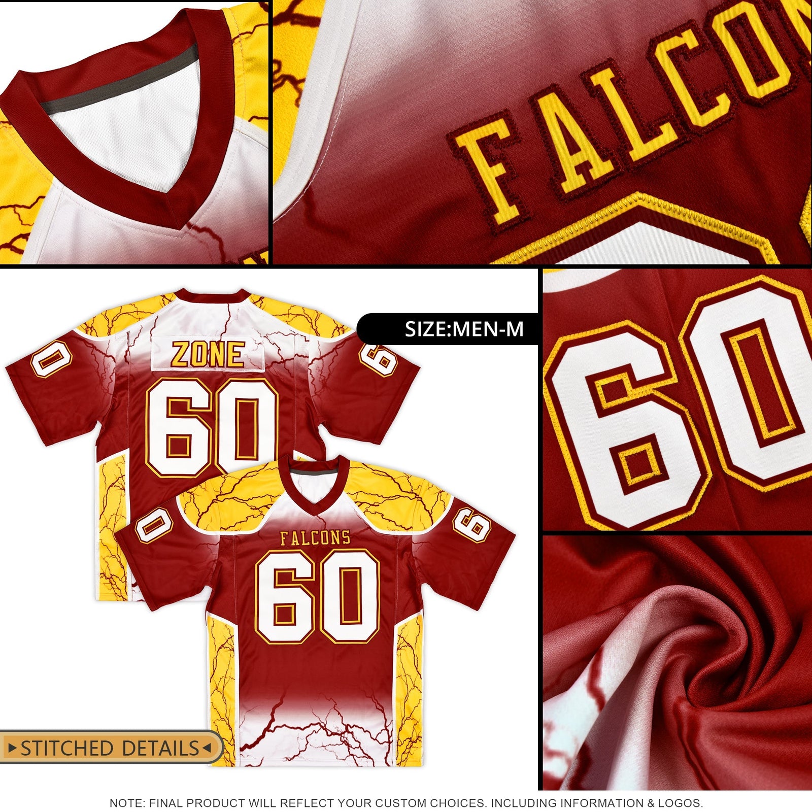 Custom Red Royal and White Graffiti Pattern Flag Football Jerseys