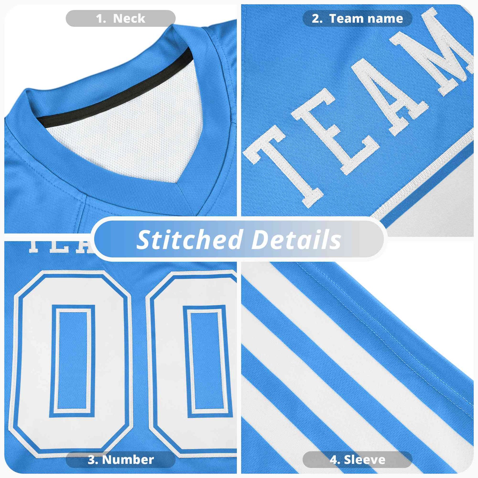 Custom Light Blue Red Personalized Star Gradient Flag Football Jersey