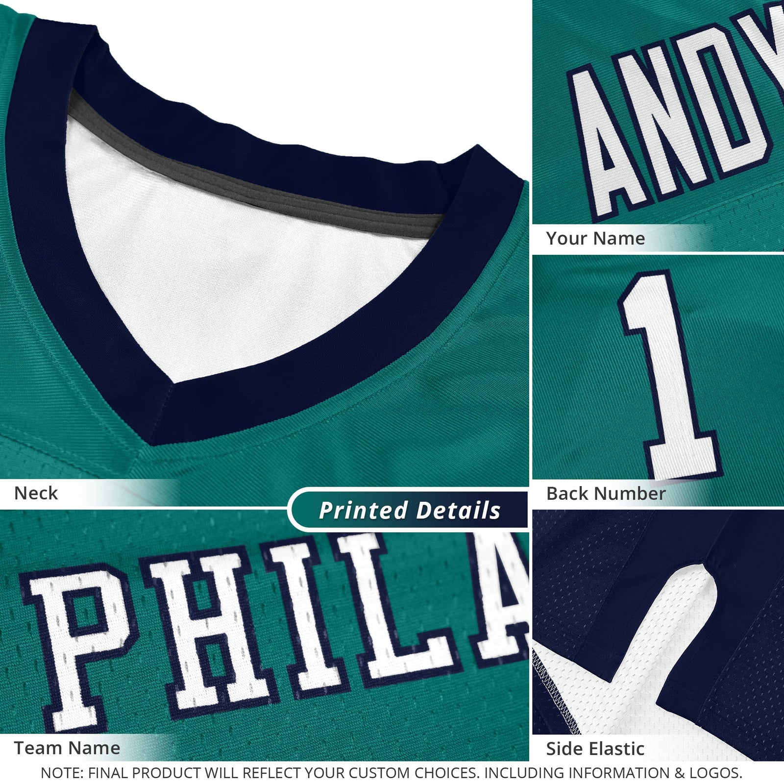 Custom White Bright Green Personalized Shoulder Cut Two-Tone Flag Football Jersey