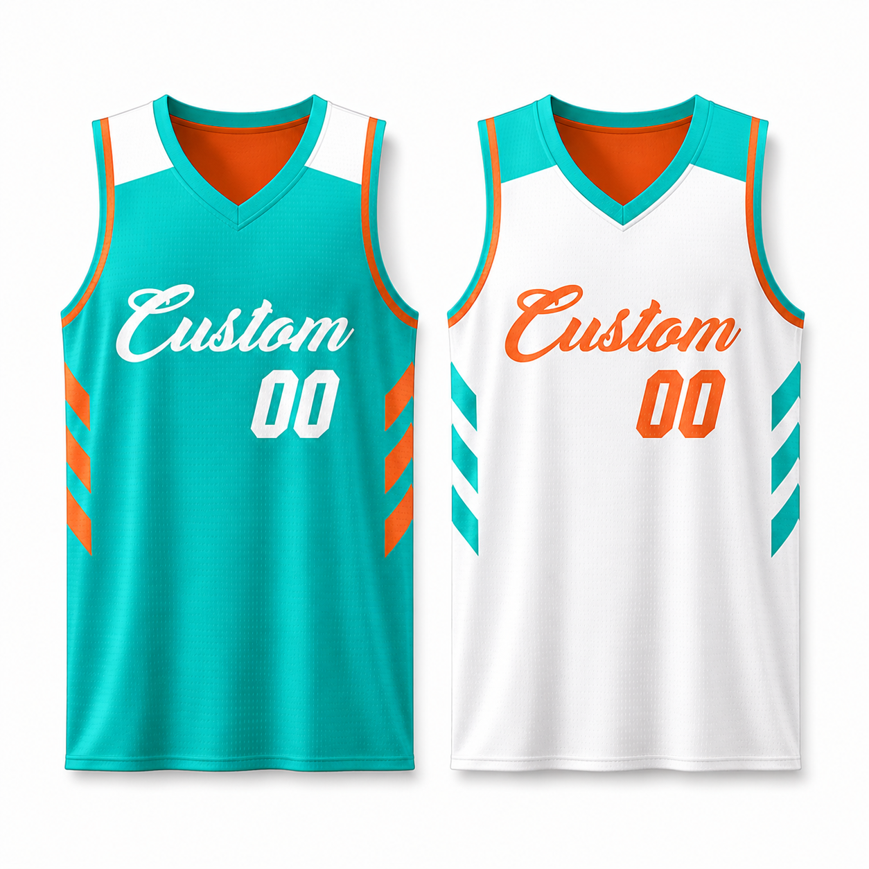 Custom Aqua White Reversible Double Side Tops Basketball Jersey