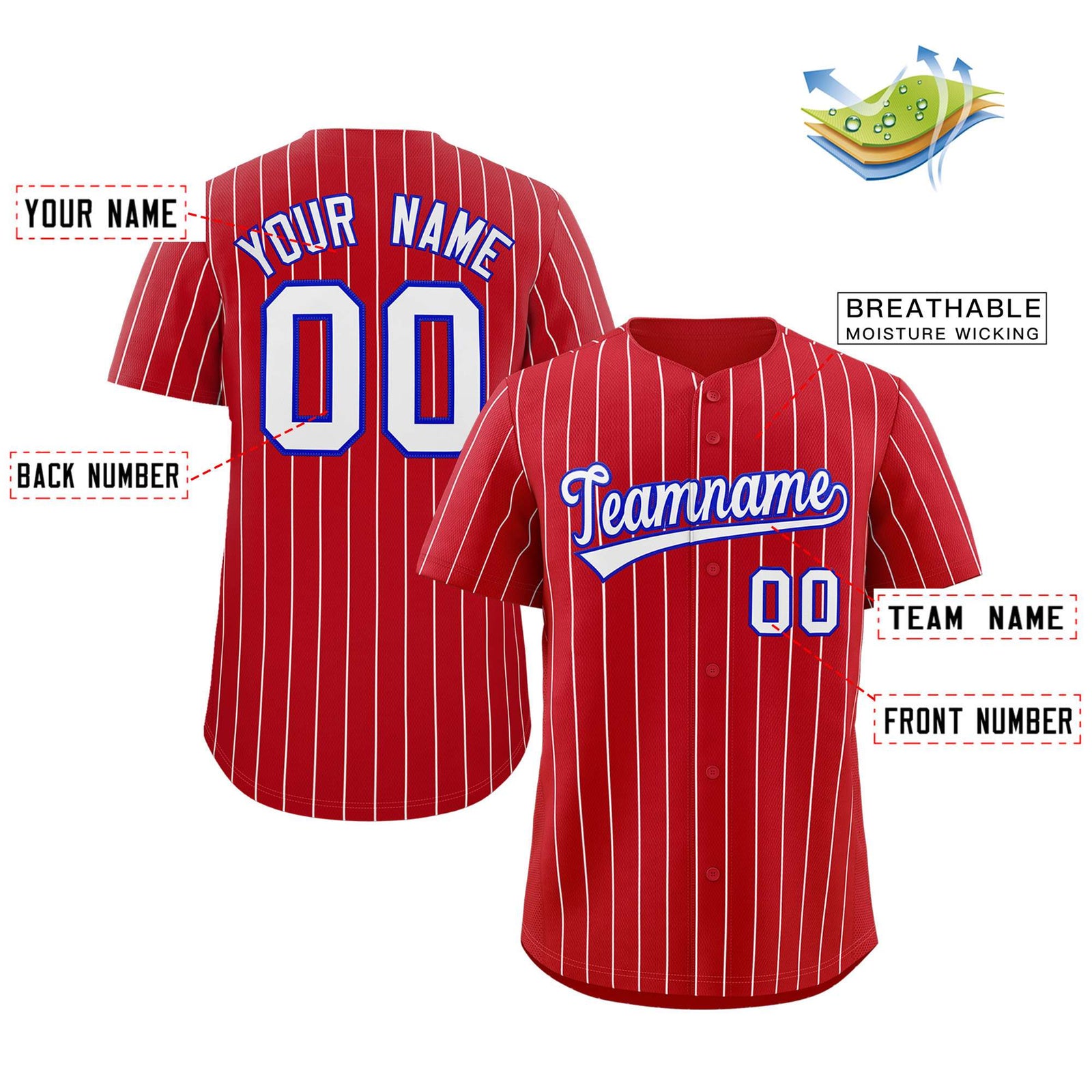 Custom Mens Personalized Pinstripe Baseball Jersey Team Sport Uniforms