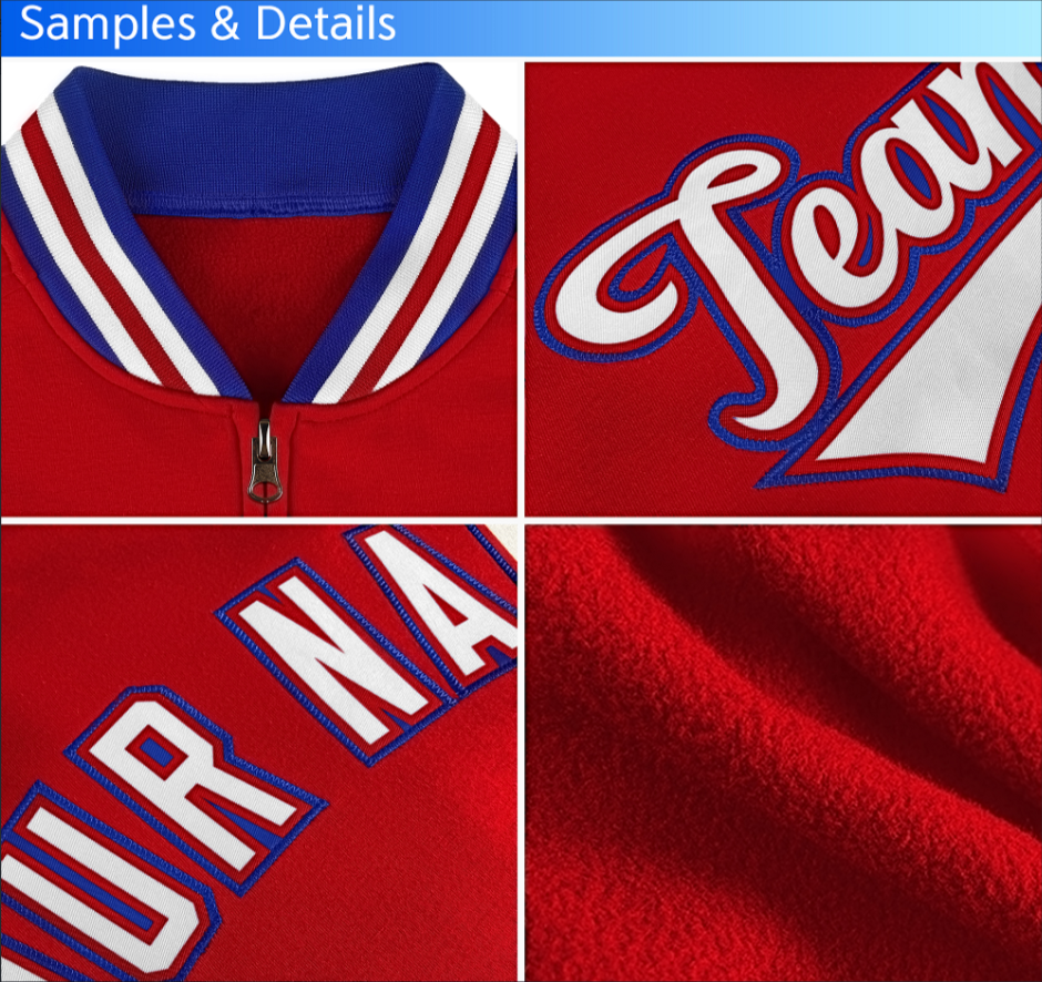 Custom Red Black-White Classic Style Varsity Full-Snap Letterman Jacket