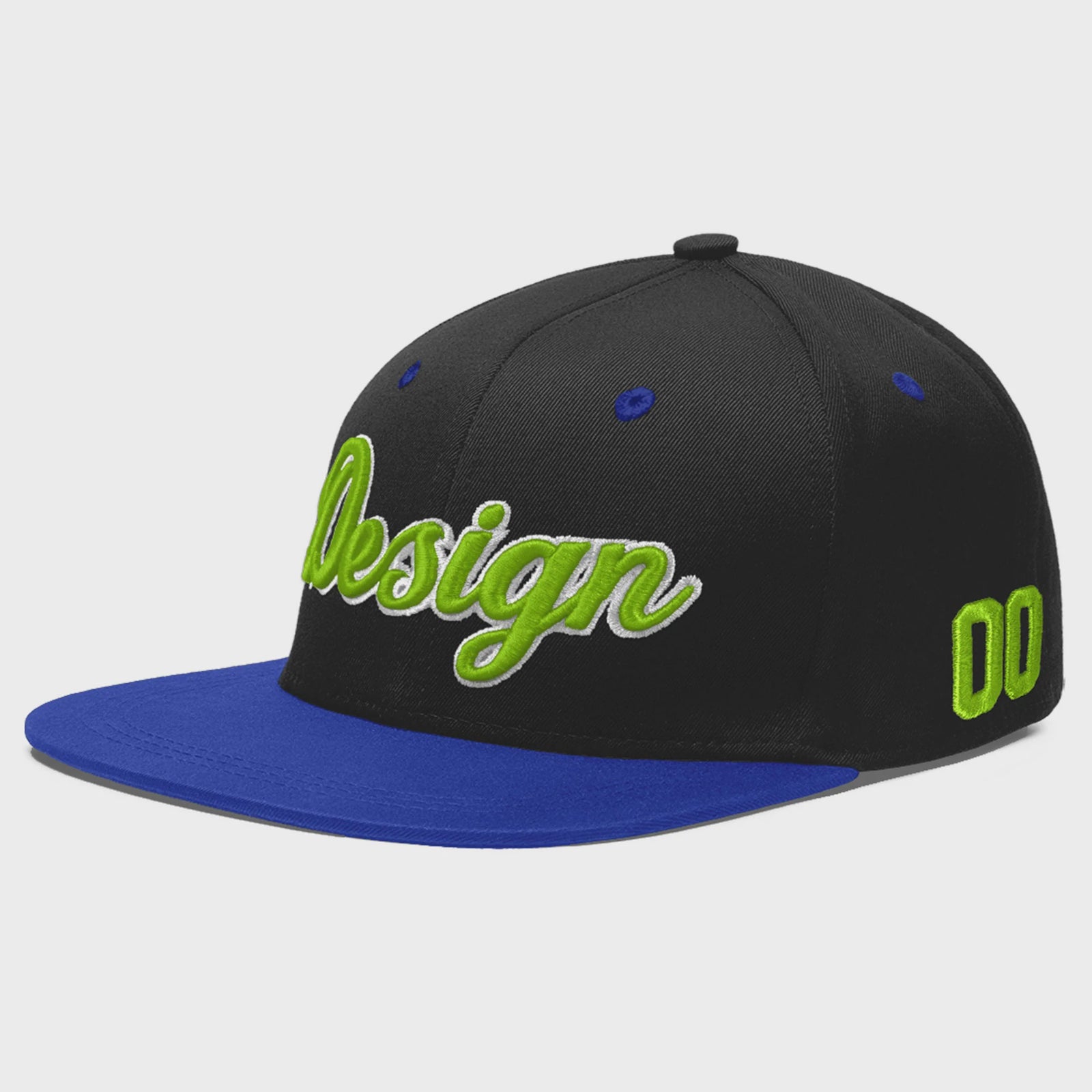 Custom Black Royal Blue 3D Puff Embroidery Flat Embroidery Casual Sport Baseball Cap