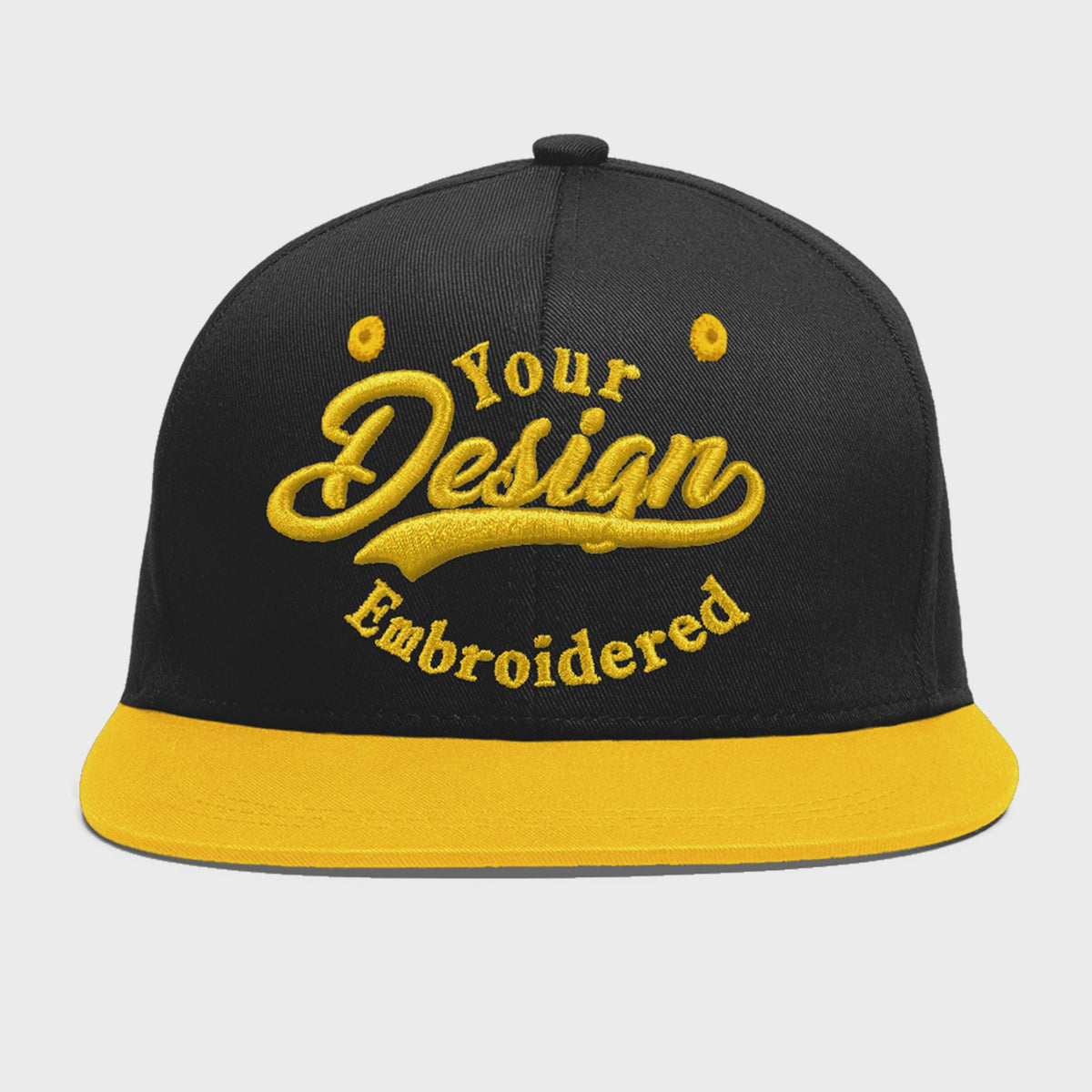 Custom Black Gold 3D Puff Embroidery Flat Embroidery Casual Sport Baseball Cap