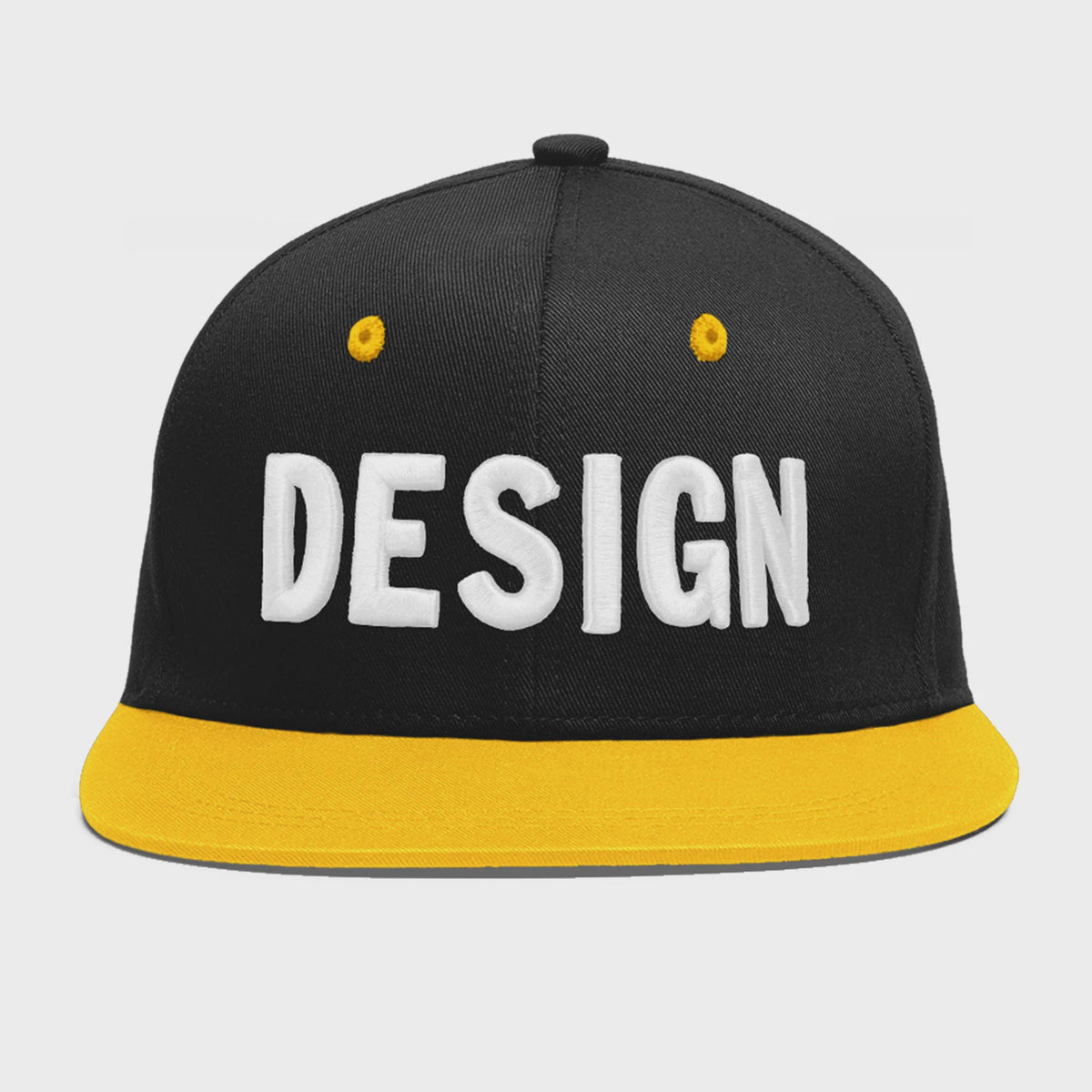 Custom Black Gold 3D Puff Embroidery Flat Embroidery Casual Sport Baseball Cap