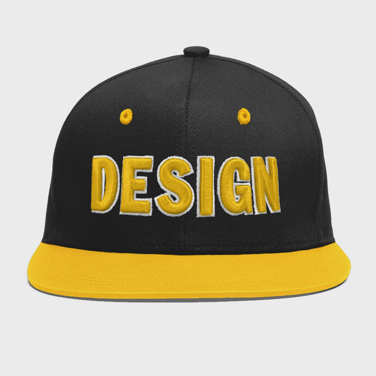 Custom Black Gold 3D Puff Embroidery Flat Embroidery Casual Sport Baseball Cap