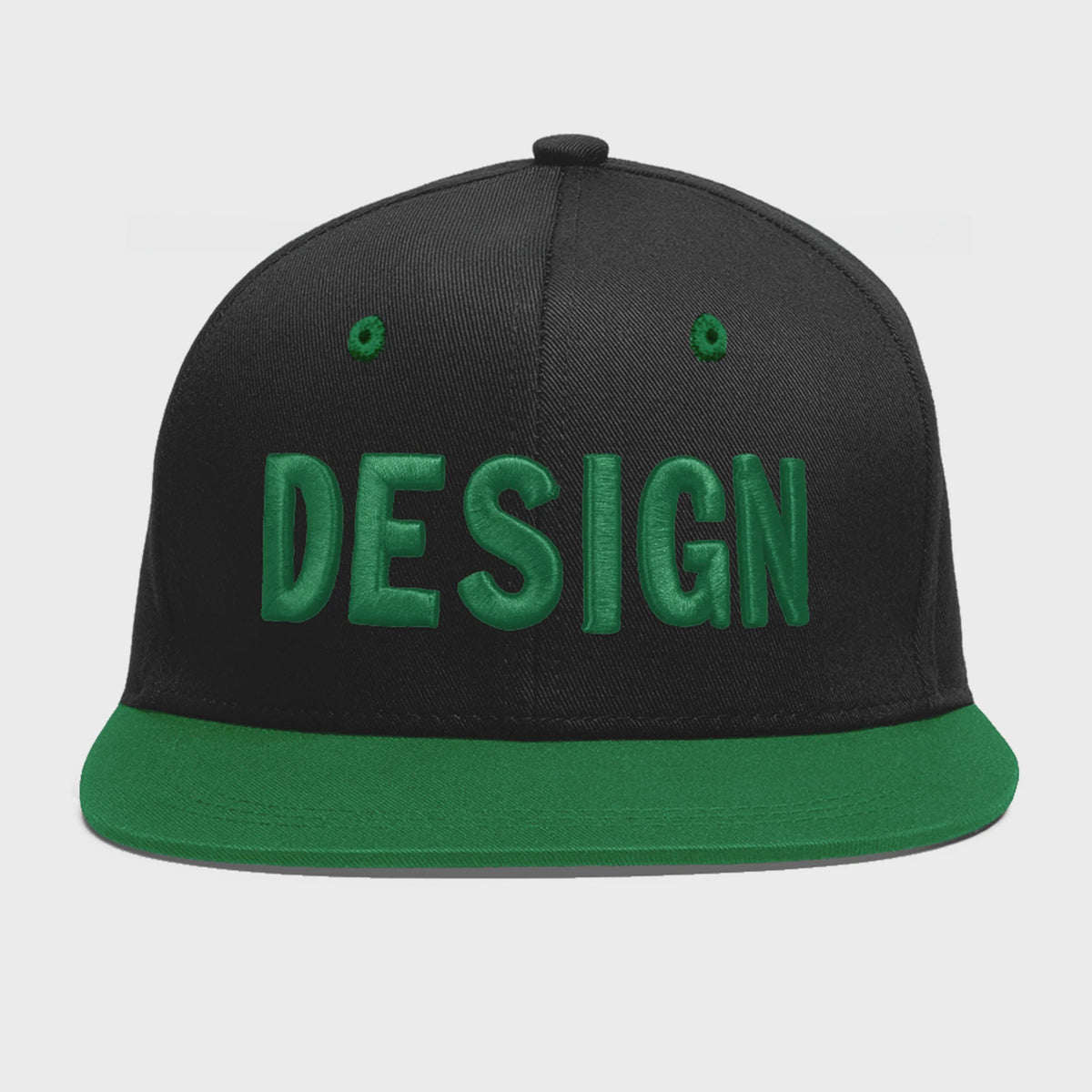 Custom Black Kelly Green 3D Puff Embroidery Flat Embroidery Casual Sport Baseball Cap