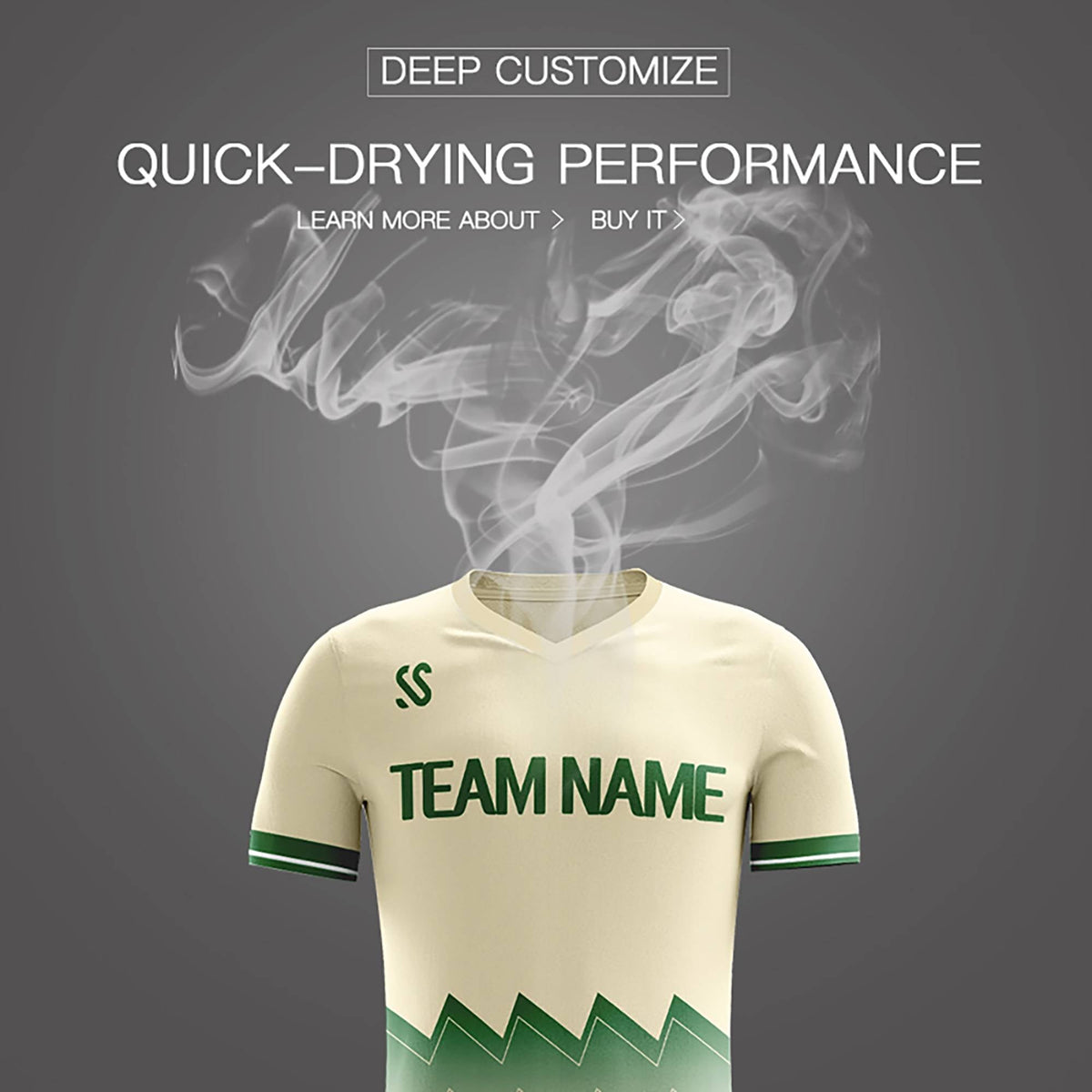 Custom Green Printing Outdoor Breathable Soccer Sets Jersey