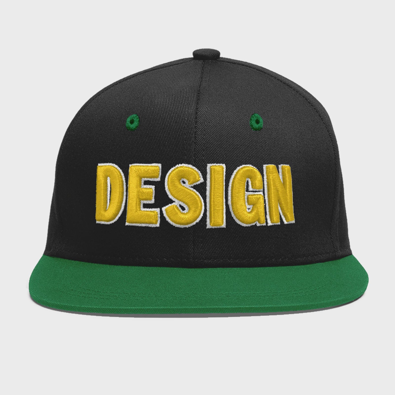 Custom Black Kelly Green 3D Puff Embroidery Flat Embroidery Casual Sport Baseball Cap