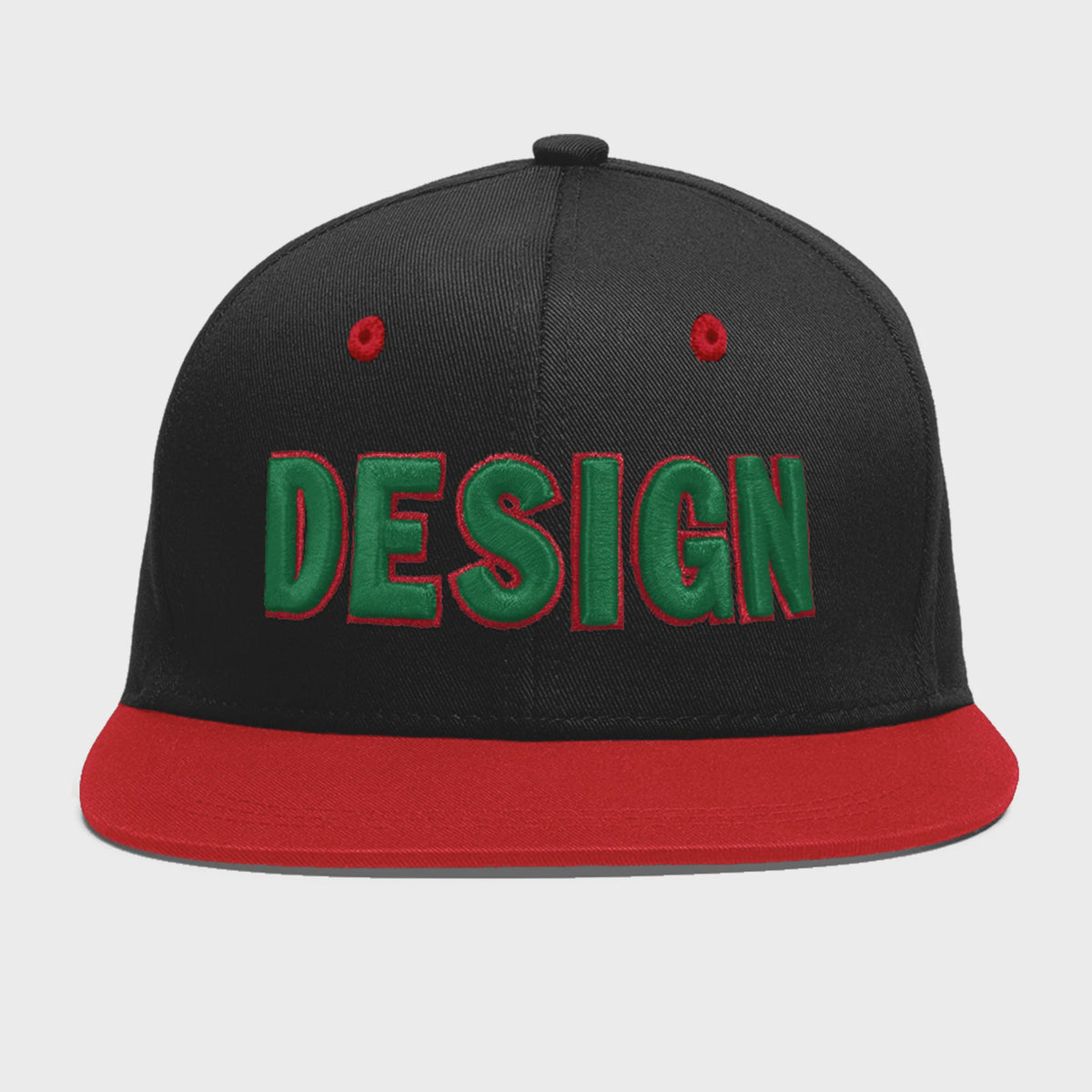 Custom Black Red 3D Puff Embroidery Flat Embroidery Casual Sport Baseball Cap