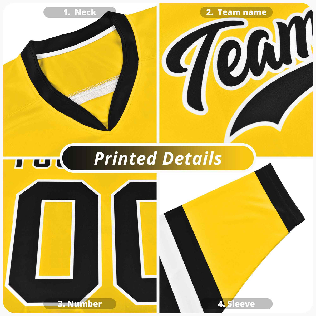 Custom Crimson Gold Ice Cream Helmet Pattern Personalized V-Neck Hockey Jersey