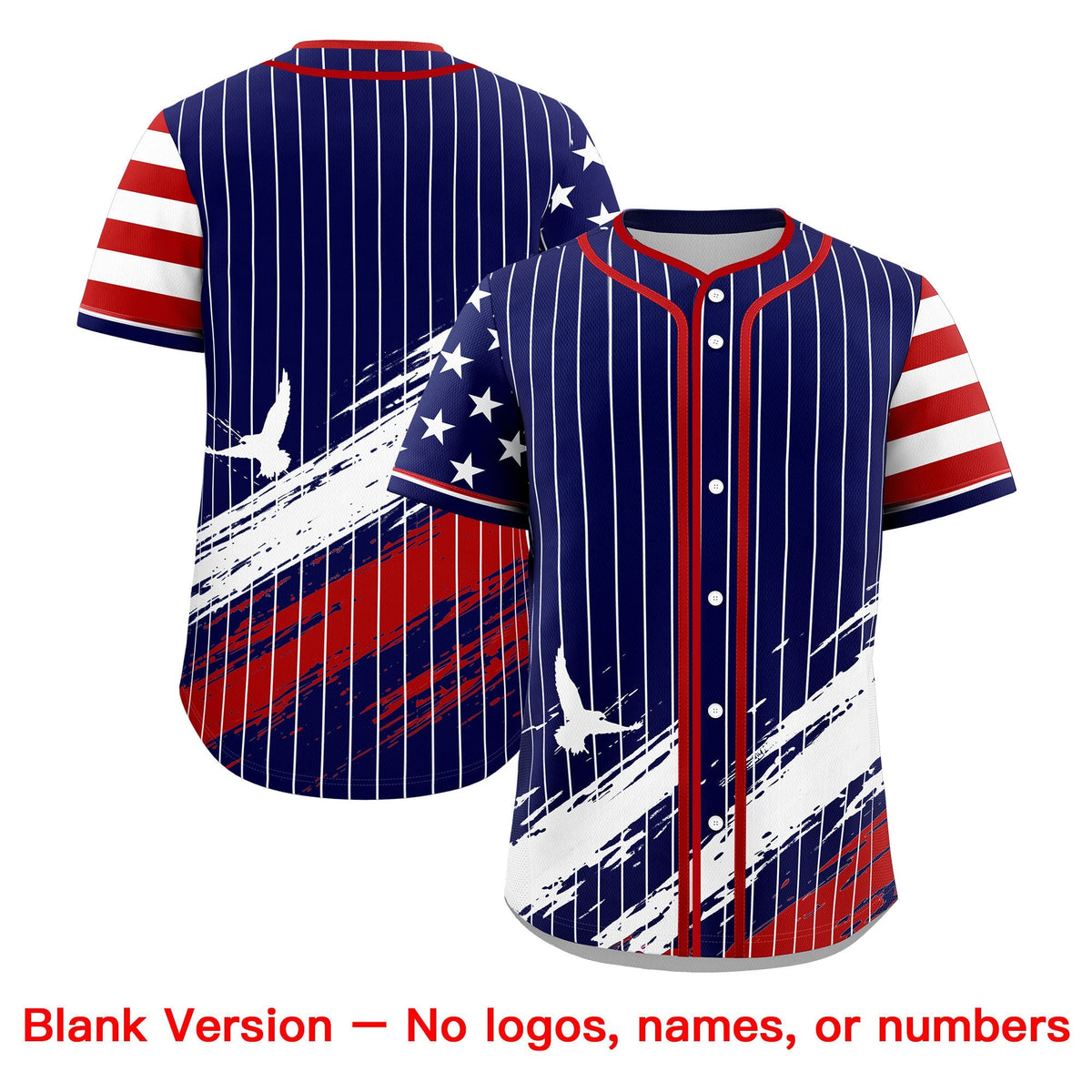 Custom Navy Baseball Jersey Graffiti Pattern Independence Day