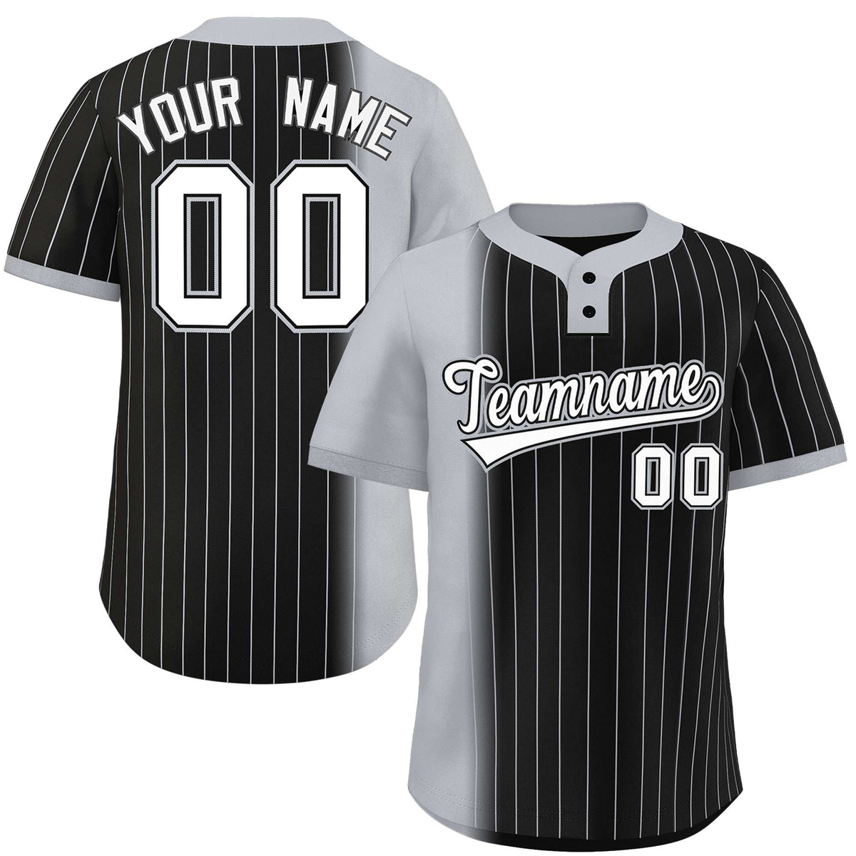 Custom Gray Black Gradient Stripe Fashion Authentic Two-Button Softball Jersey