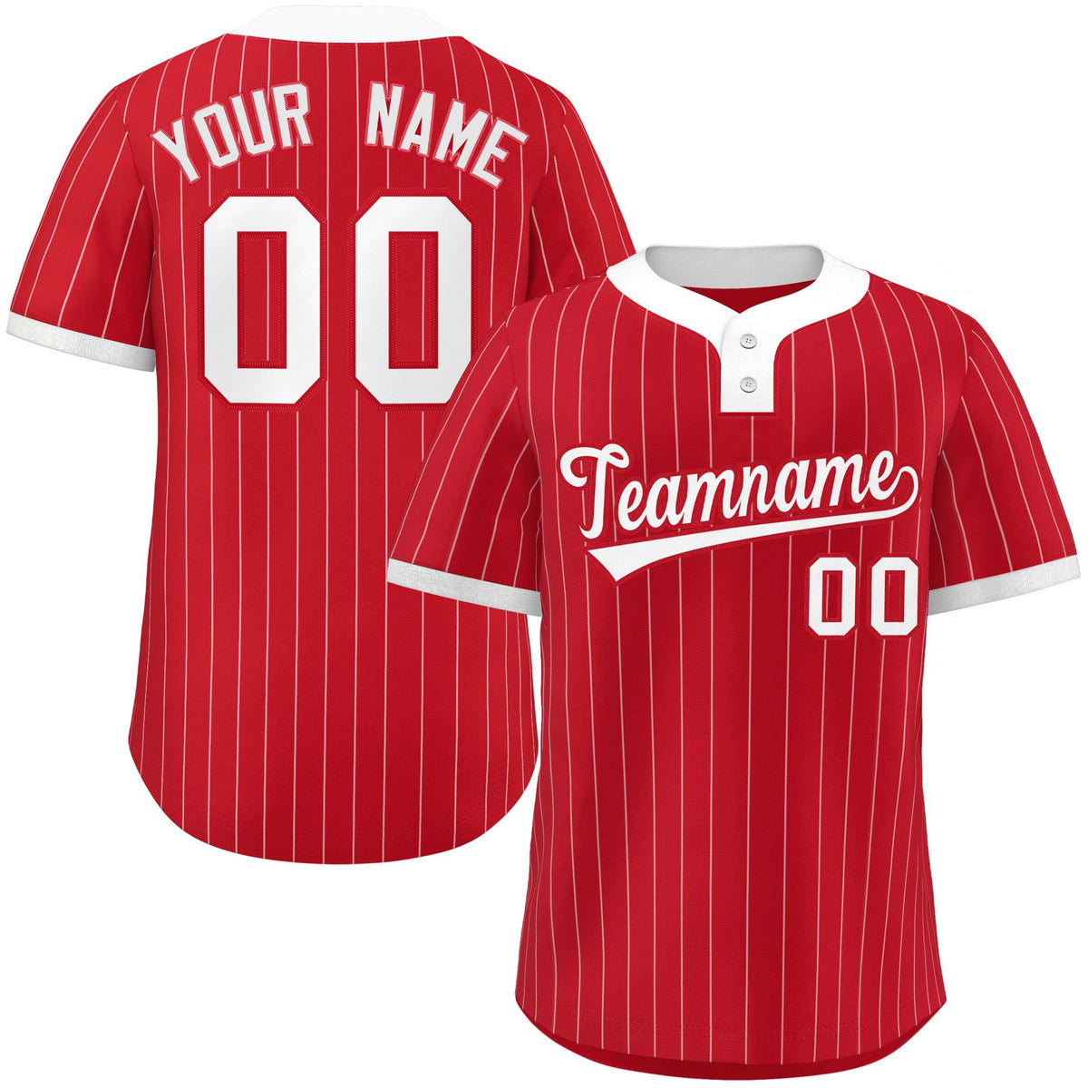 Custom Red White Stripe Fashion Authentic Two-Button Softball Jersey