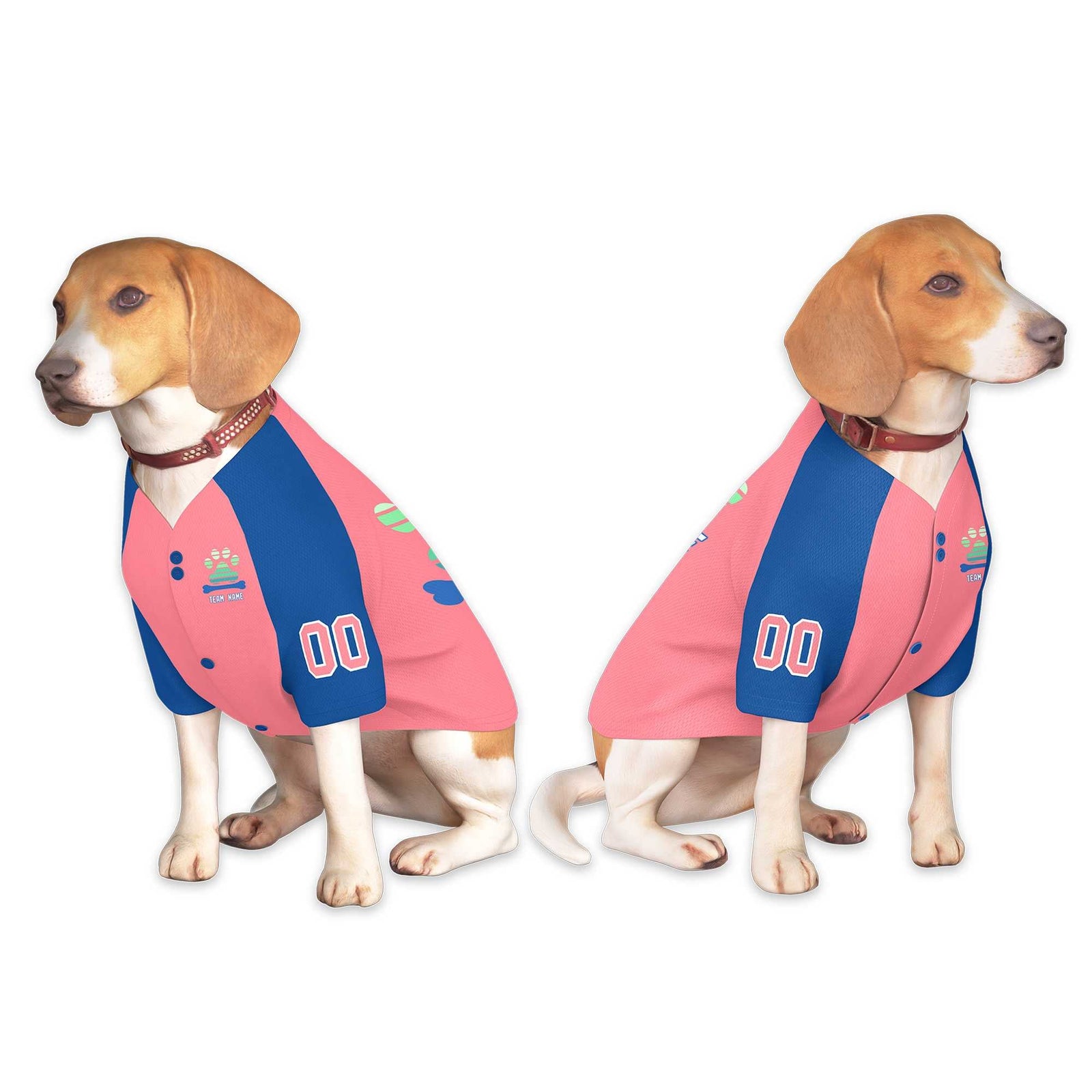 Custom Light Red Royal Raglan Sleeves Dog Jersey