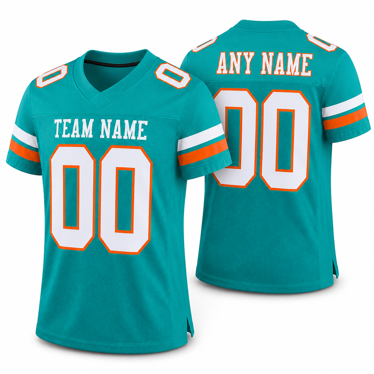 Custom Aqua White-Orange Classic Style Mesh Athletic Football Jersey