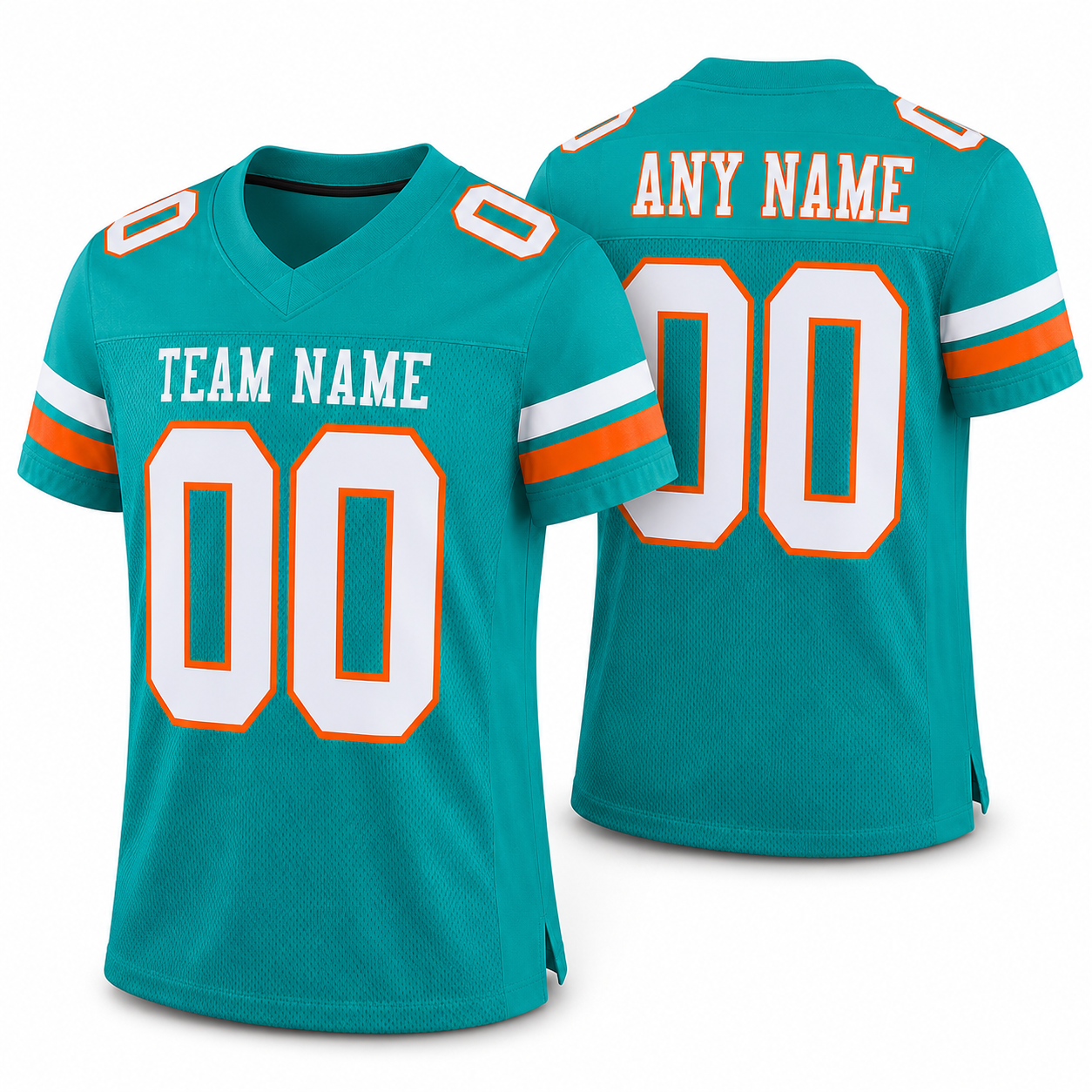 Custom Aqua White-Orange Classic Style Mesh Athletic Football Jersey