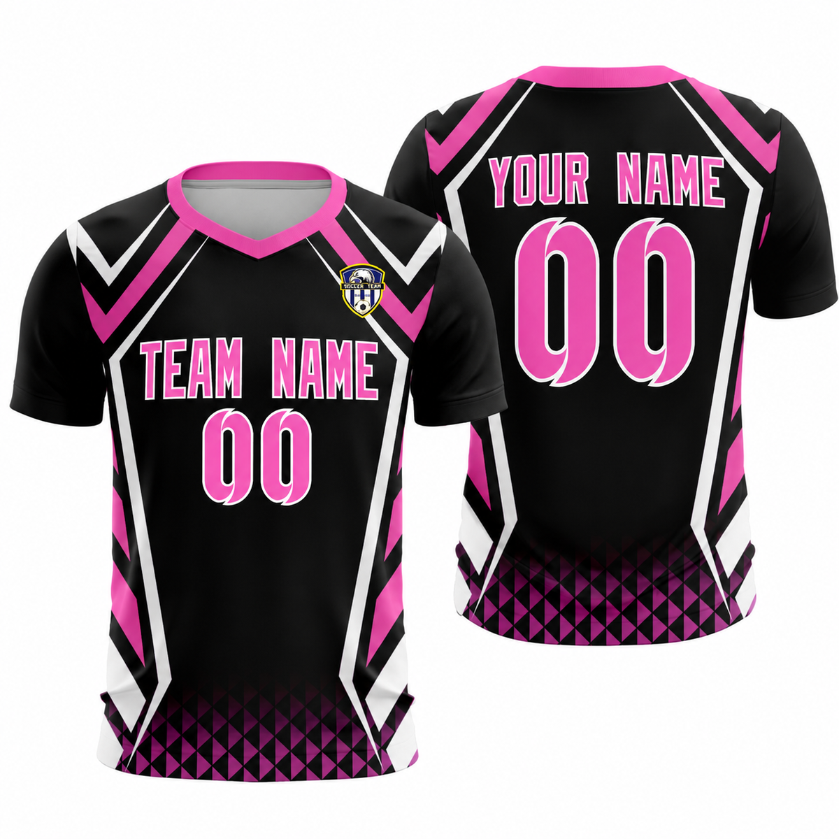 Custom Black Abstract Breathable Soccer Tops/Sets Jersey