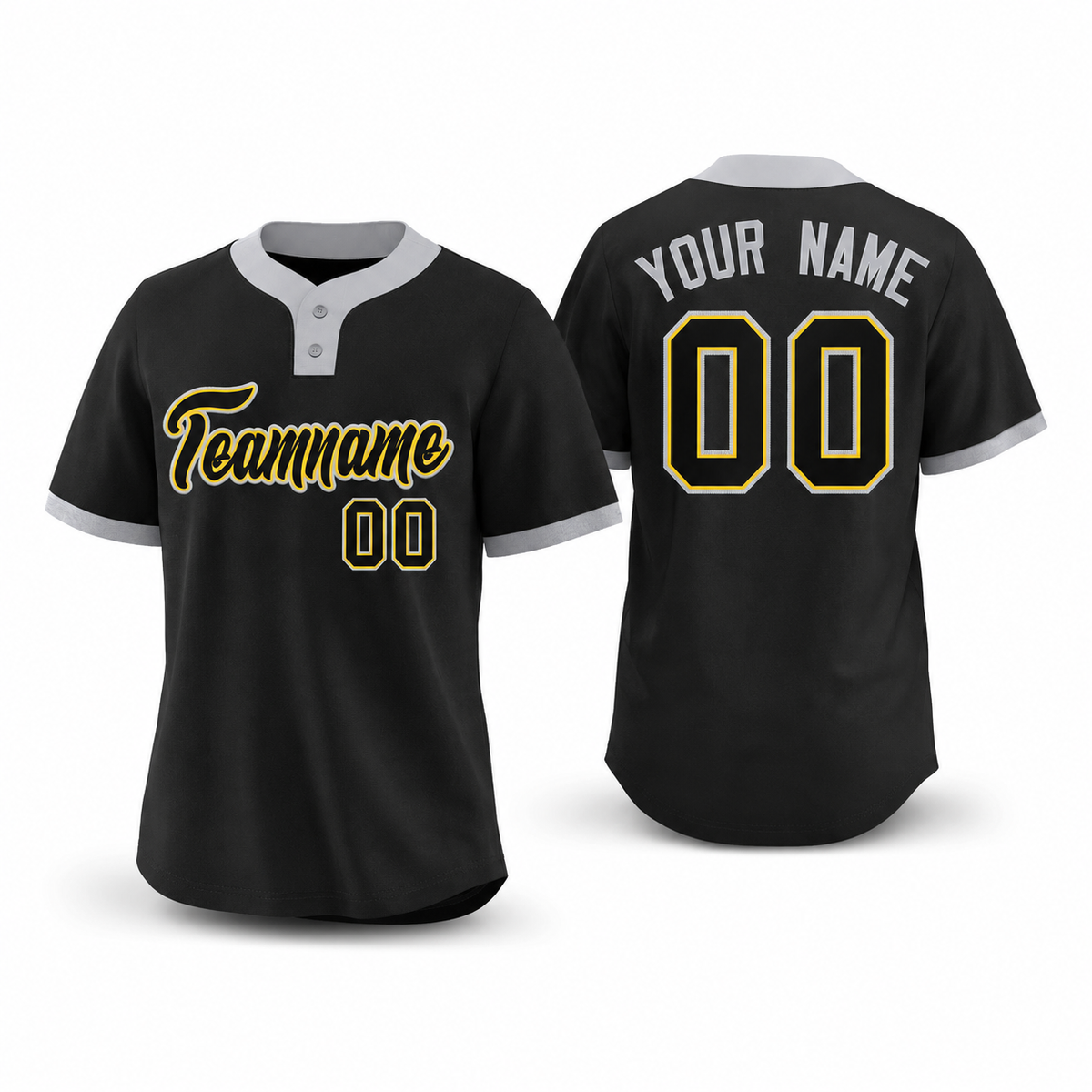 Custom Black Black-Gray Classic Style Athletic Two-Button Softball Jersey