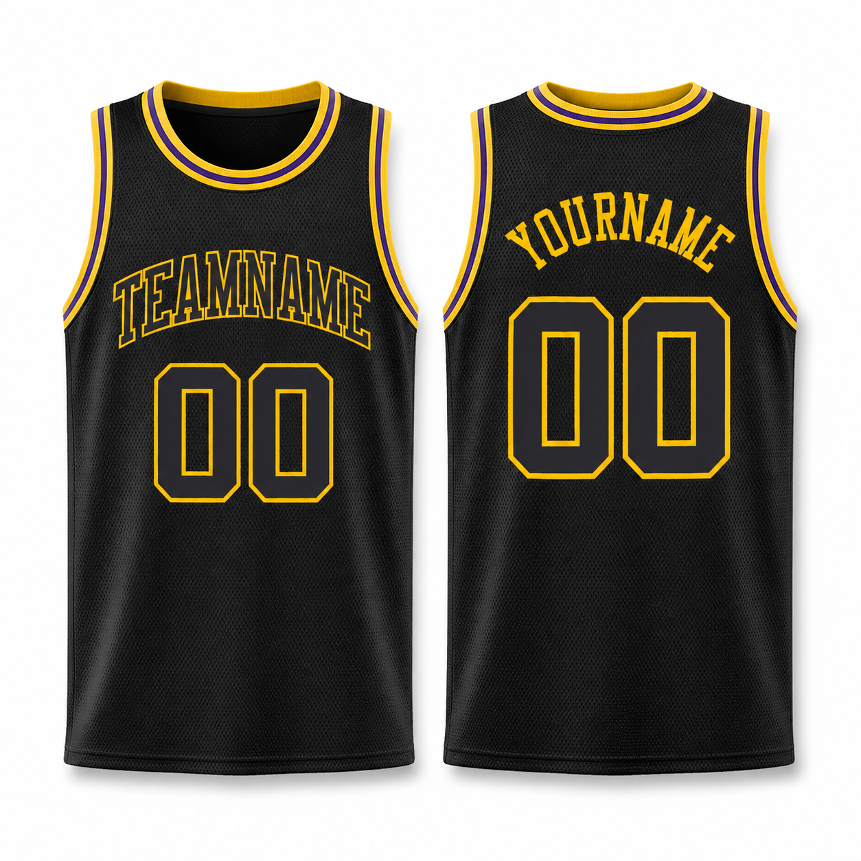 Custom Black Gold Classic Tops Athletic Basketball Jersey