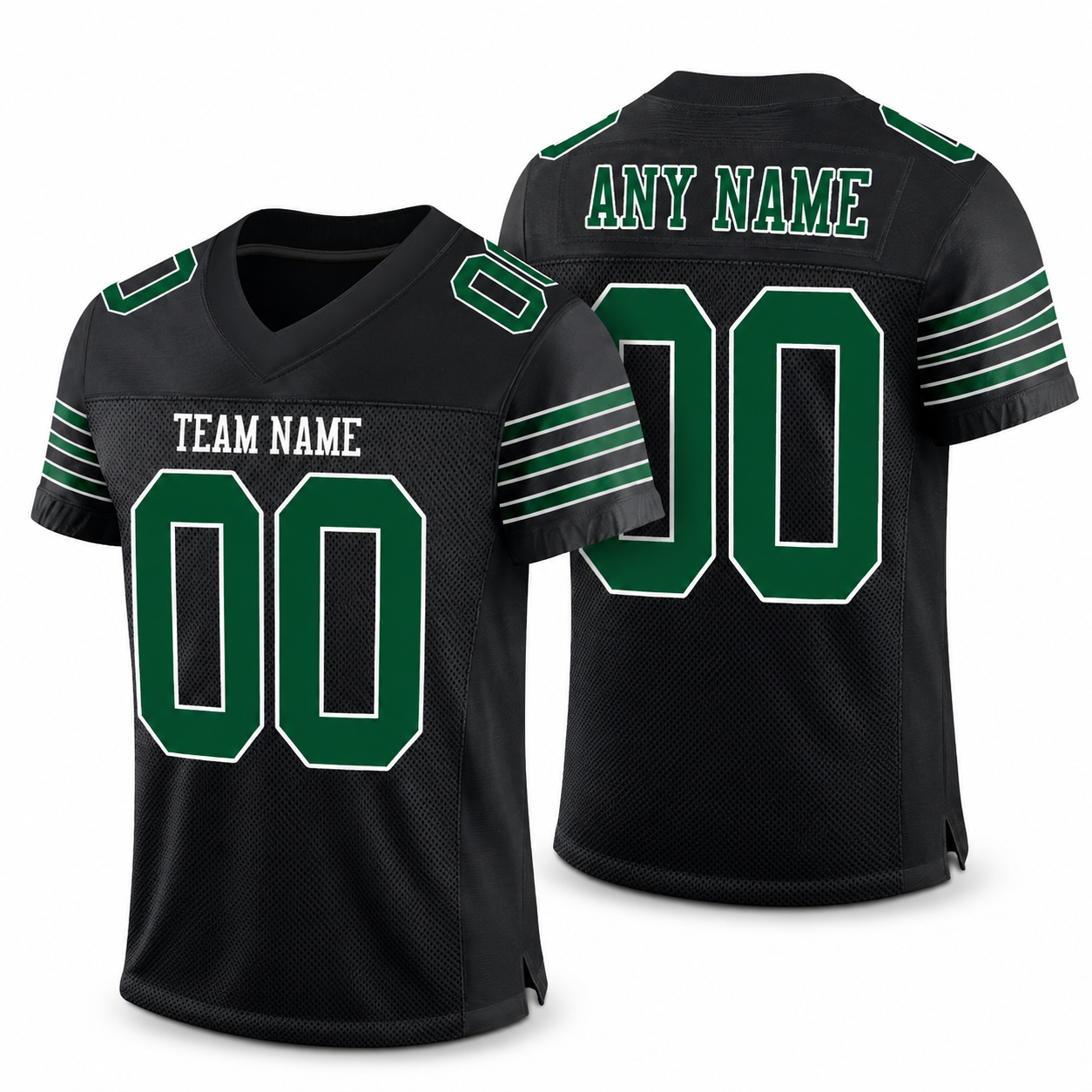 Custom Black Gotham Green-White Classic Style Mesh Athletic Football Jersey