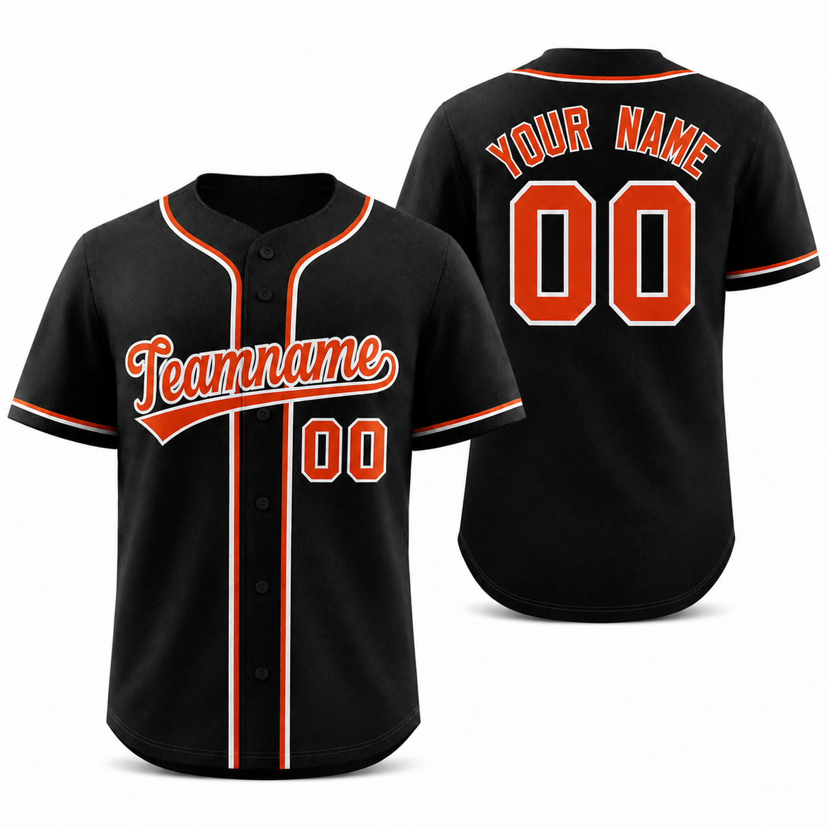 Custom Black Orange-White Classic Style Athletic Baseball Jersey