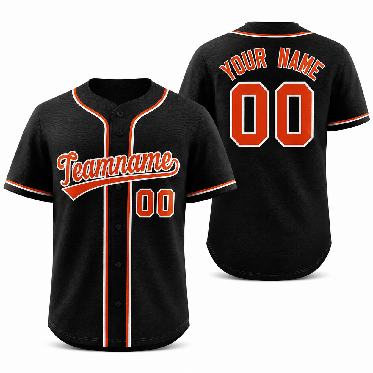 Custom Black Orange-White Classic Style Athletic Baseball Jersey